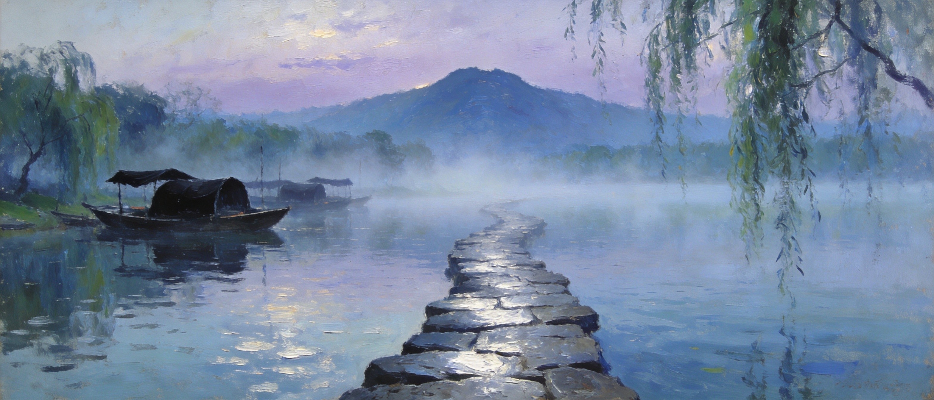 鉴湖晨雾·古纤道