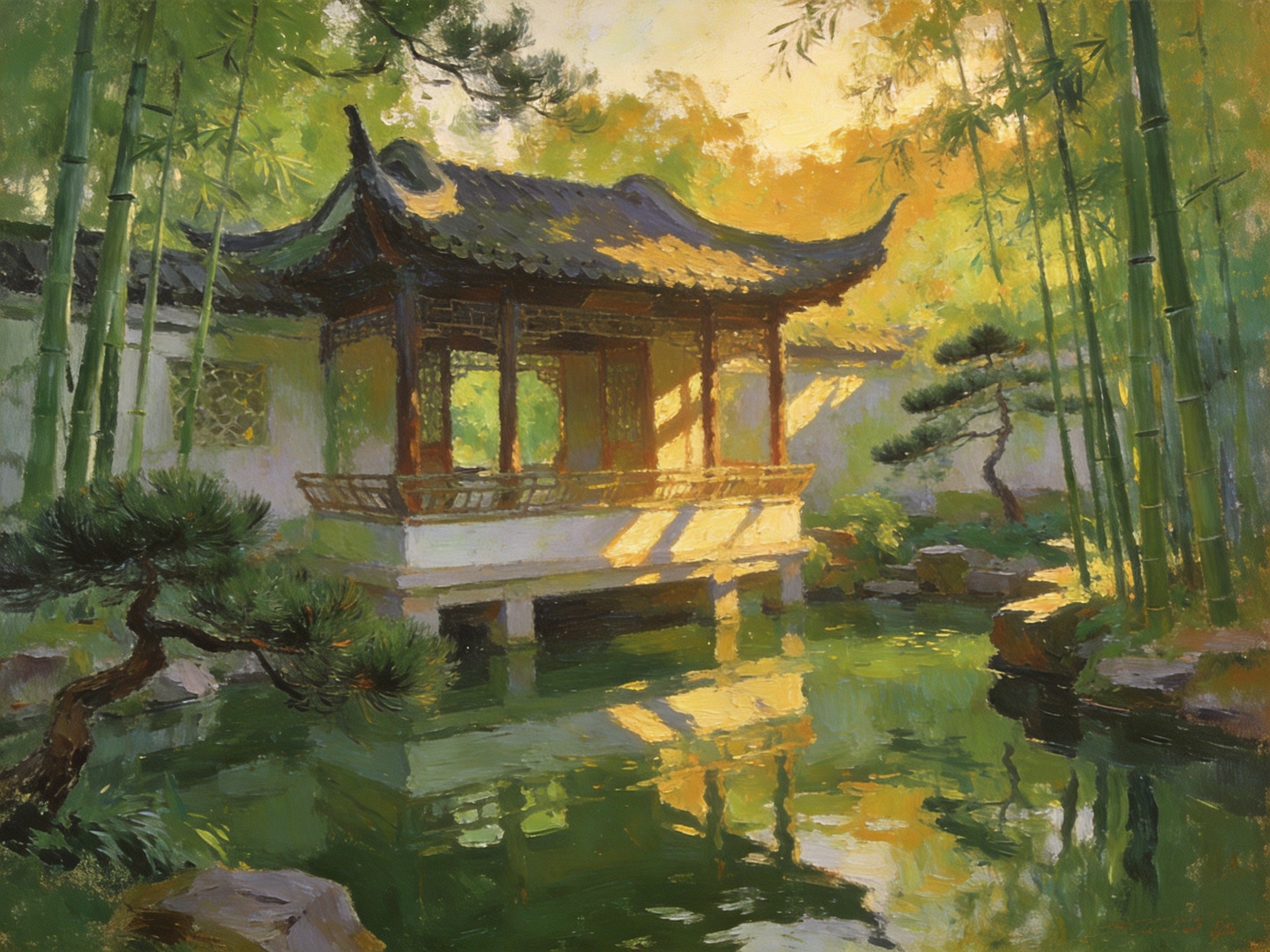 卧龙书院江南园林水榭