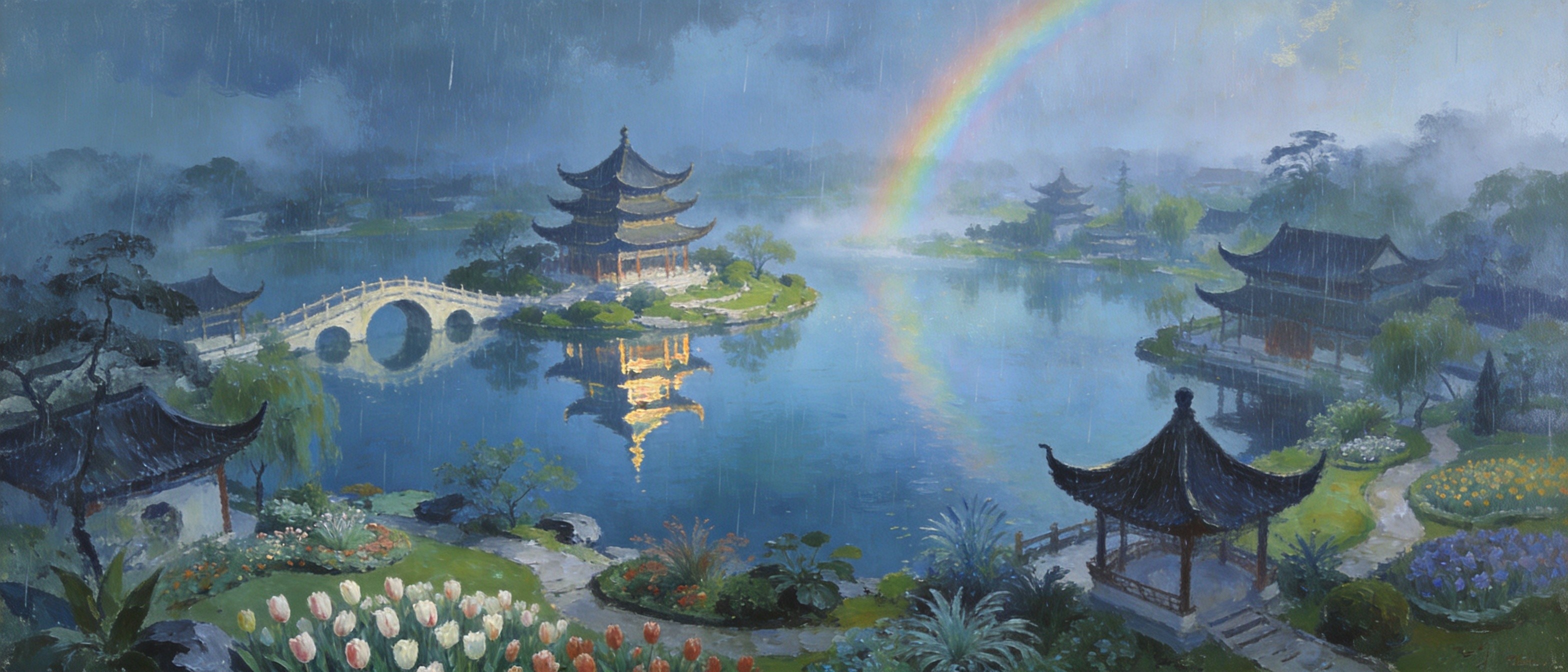 园博烟雨·仙湖帆影