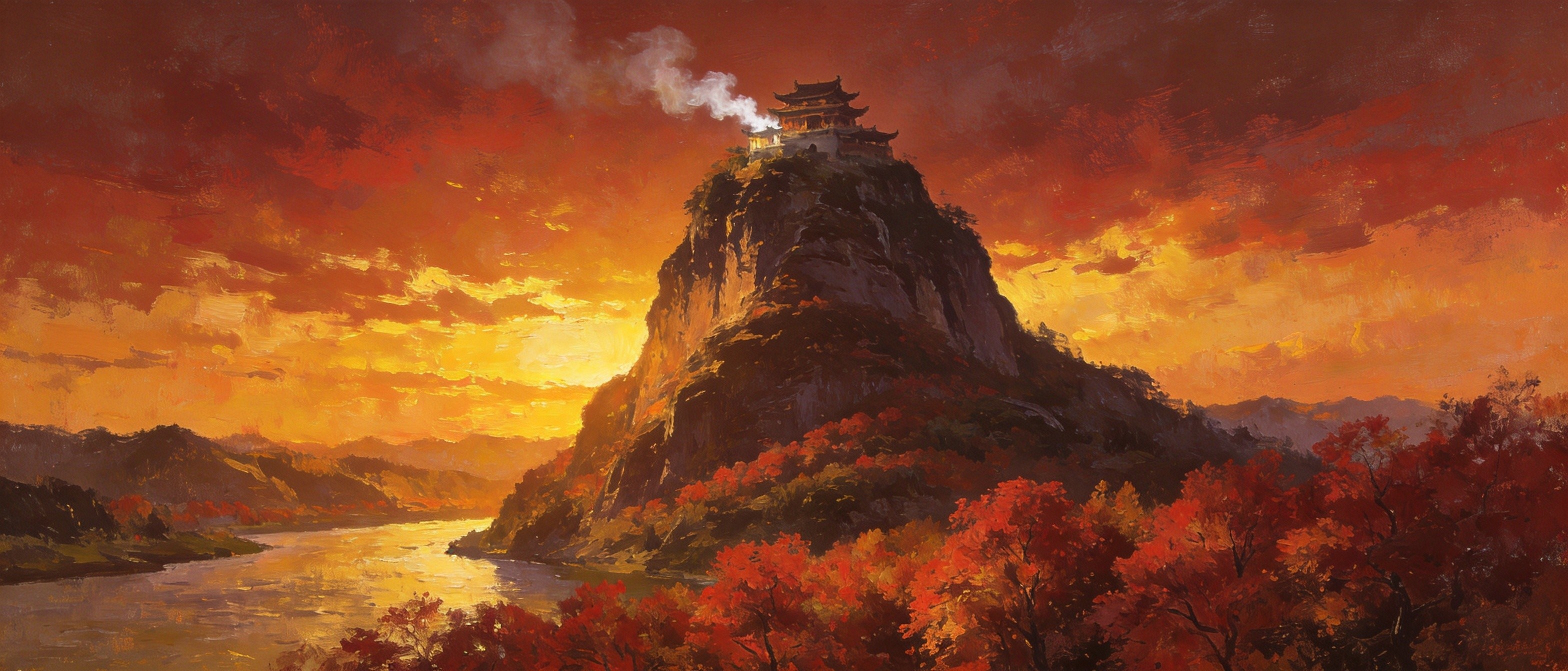 飞山孤峰与渠江环绕的靖州全景