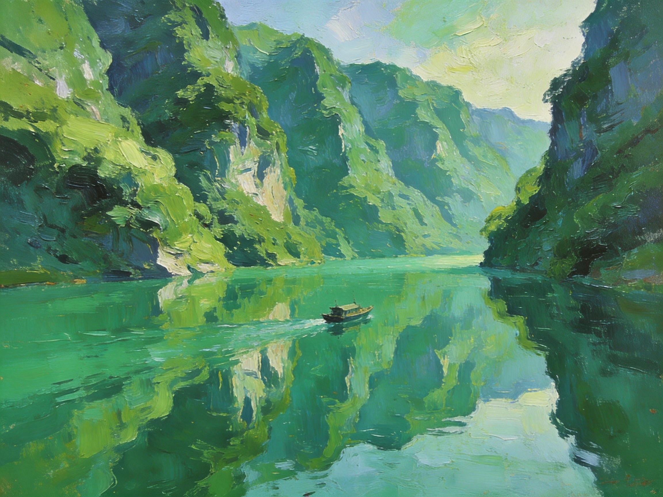 野三峡翡翠碧水，清江画谷船行