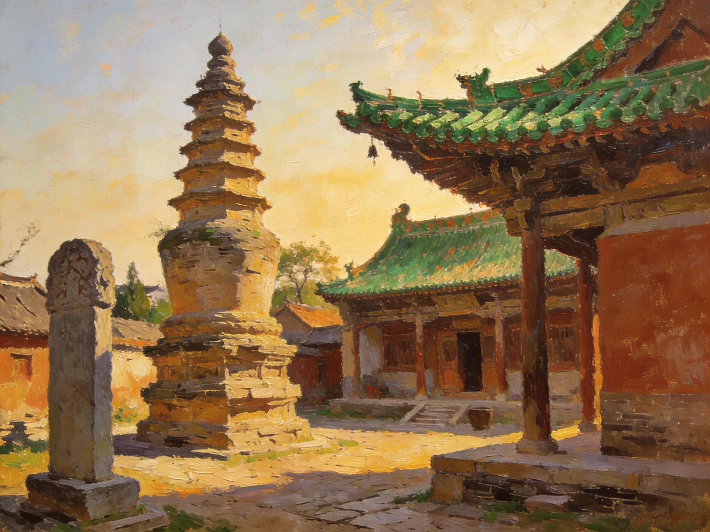 慈胜寺元代大雄殿飞檐翘角，古朴庄严