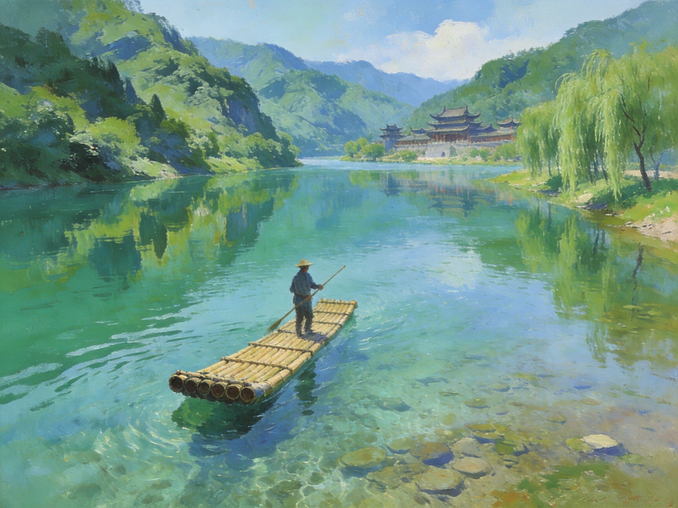 永安溪竹筏碧水青山