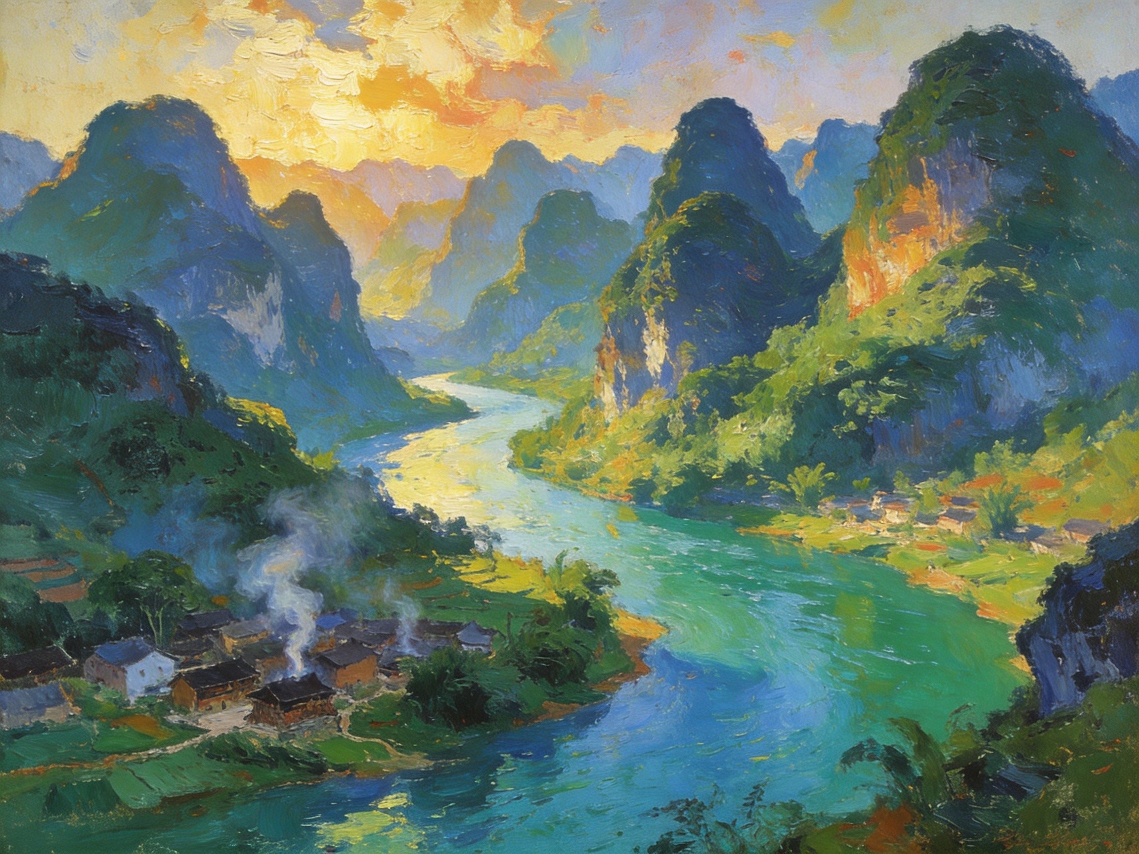 驮娘江碧水如蓝，两岸喀斯特青山环抱广南小城