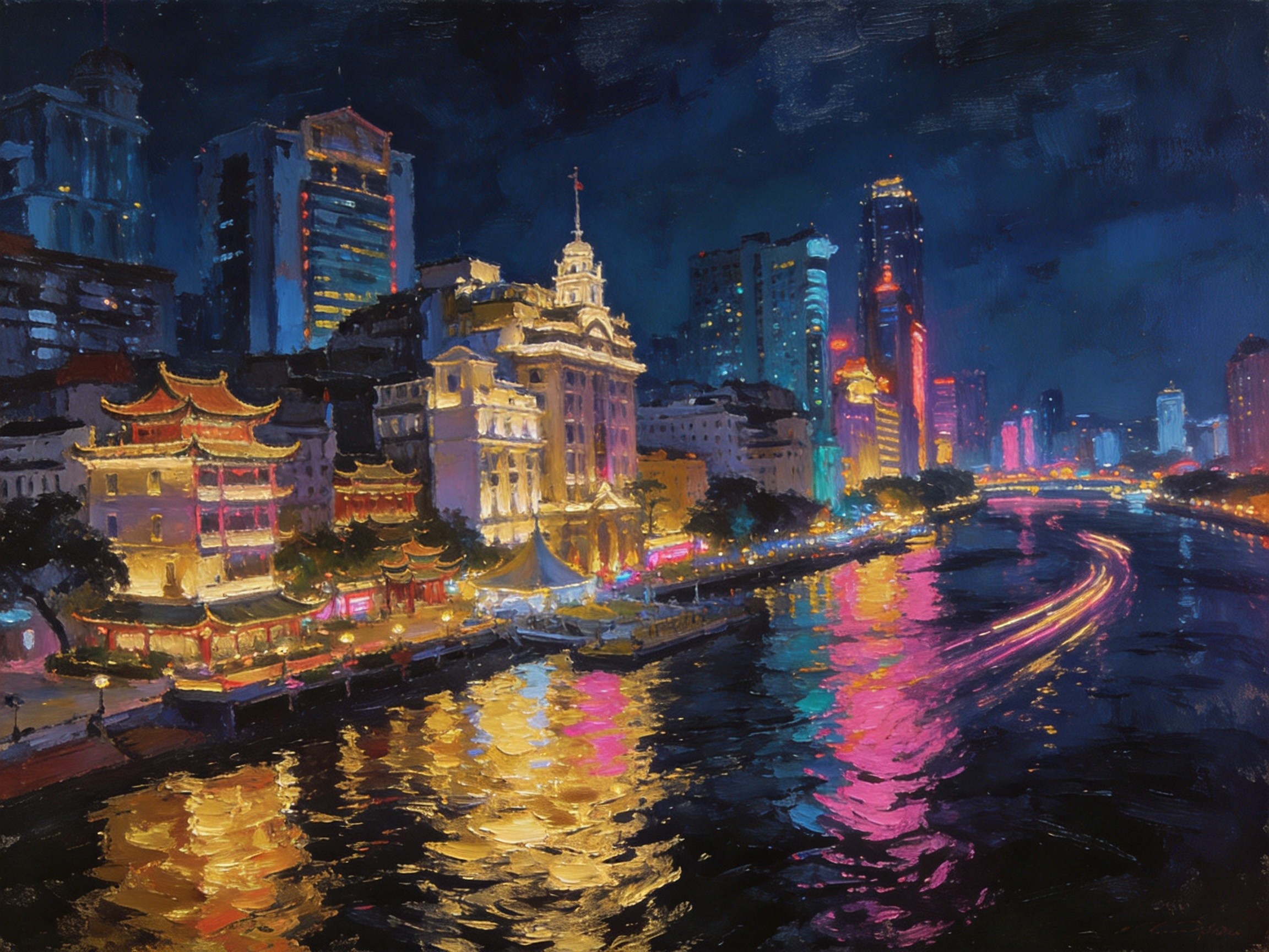 三江口老外滩夜色流光