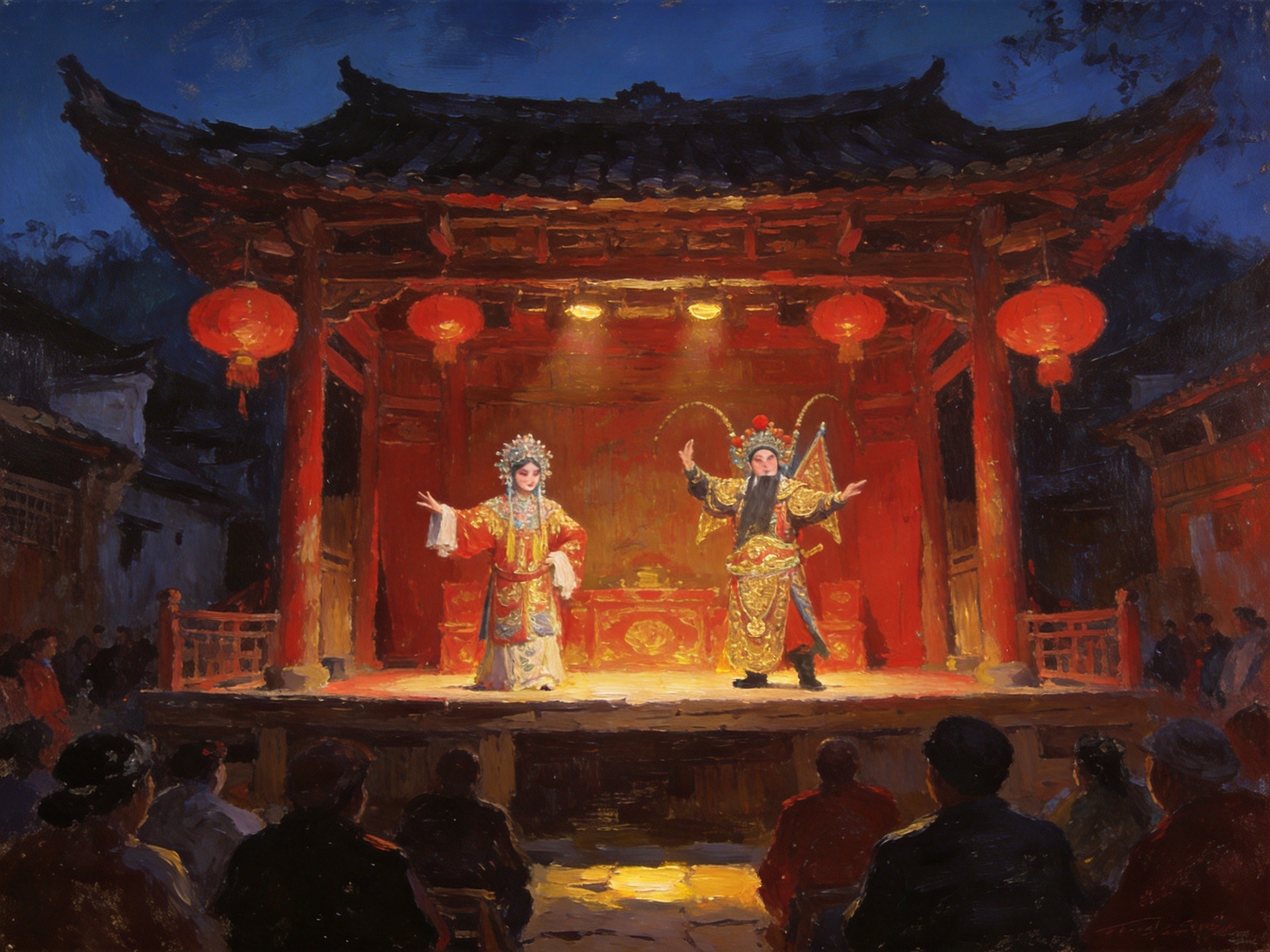 岳西高腔古戏台演出