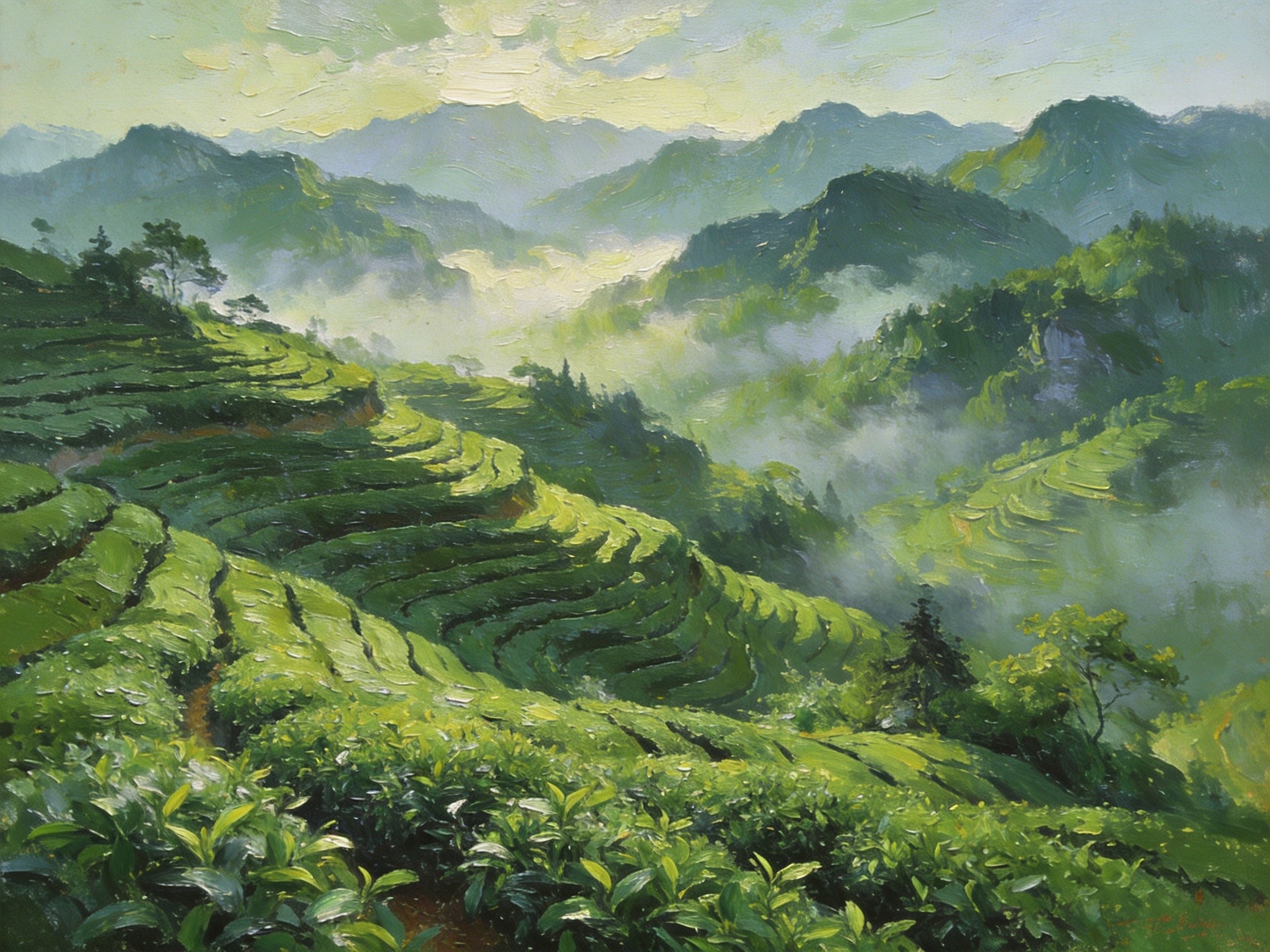 恩施富硒茶园，翠绿满目