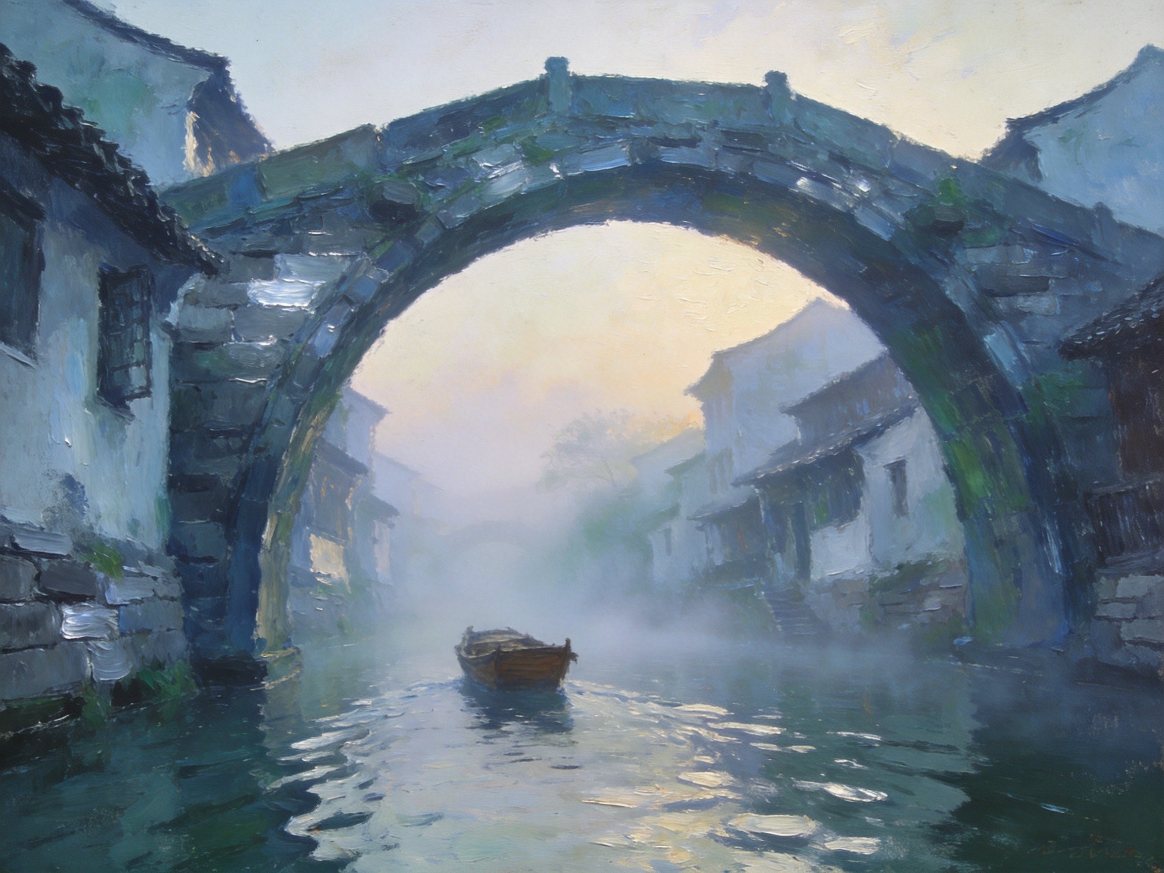 运河晨雾·长虹桥畔
