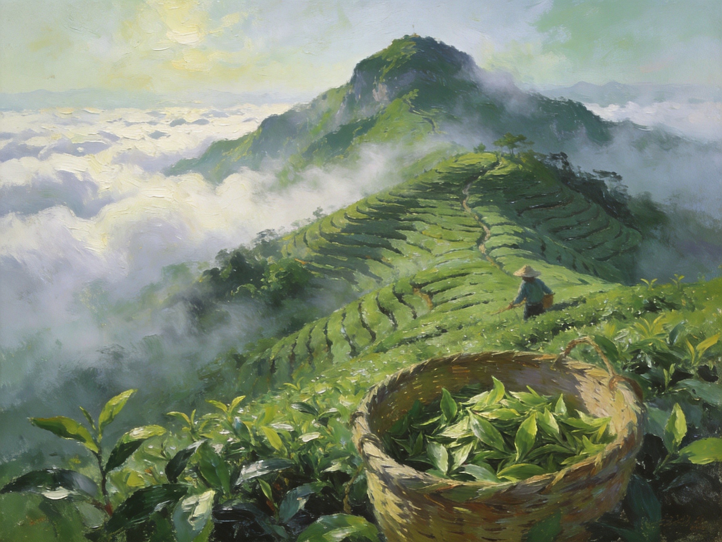 高山茶园云雾缭绕