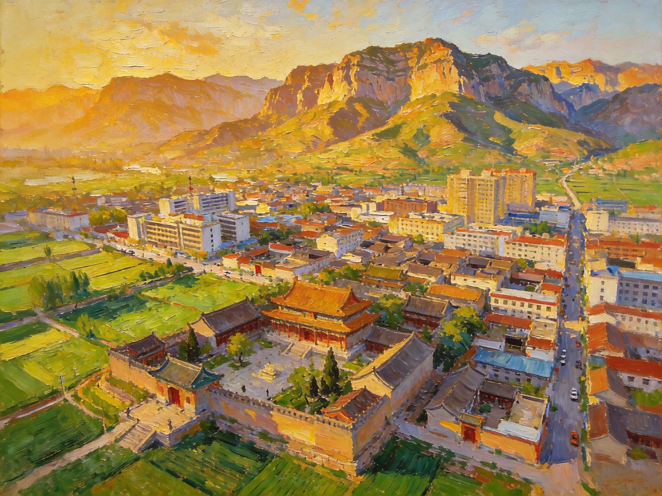 博爱县城全景，太行山麓烟火人家