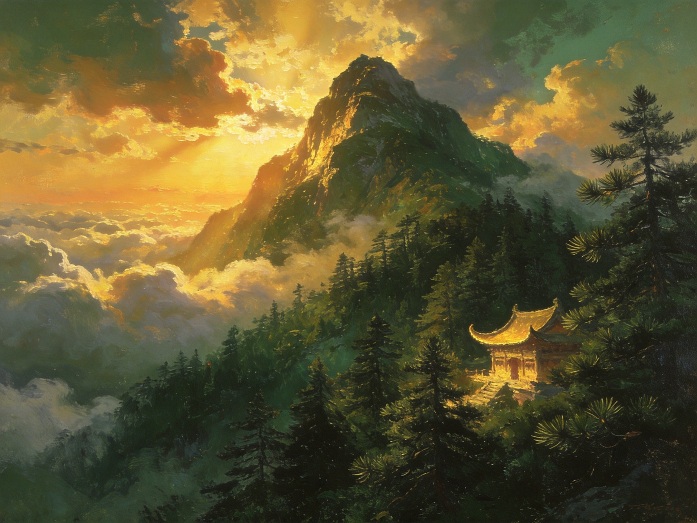 莲花云海松涛