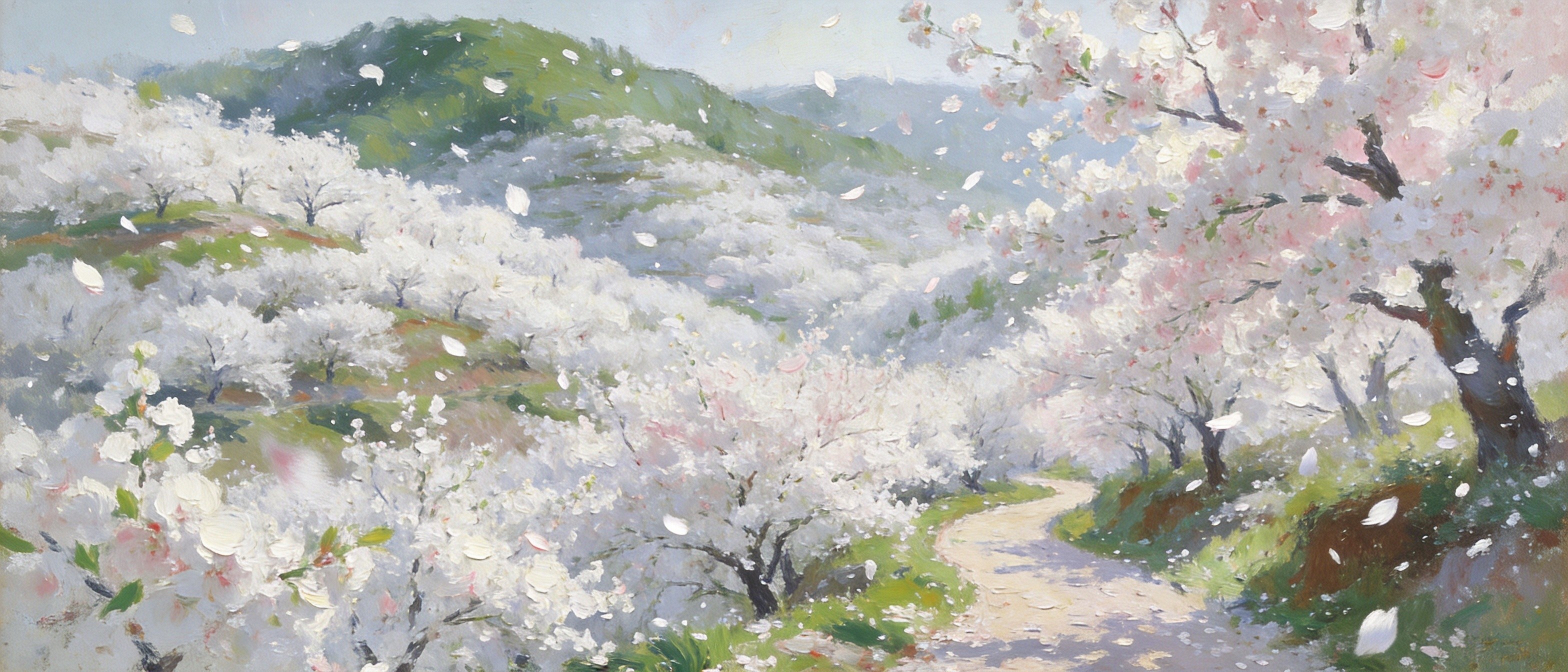 三月樱桃沟万树白花如雪纷纷