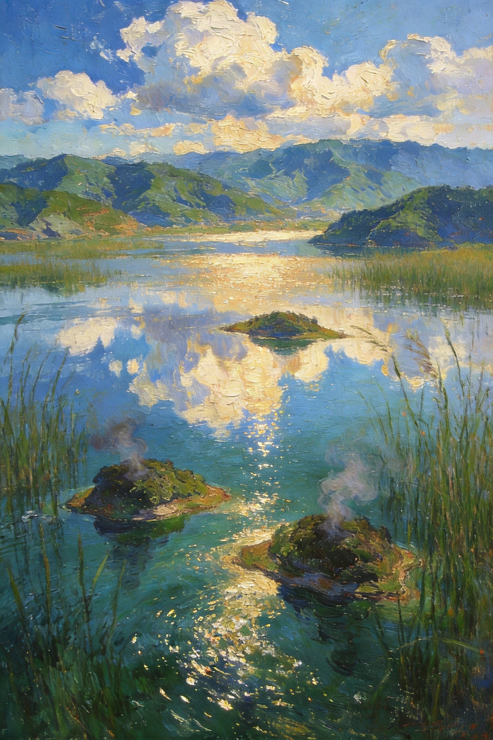 海菜花白瓣点点，歌声穿云而过