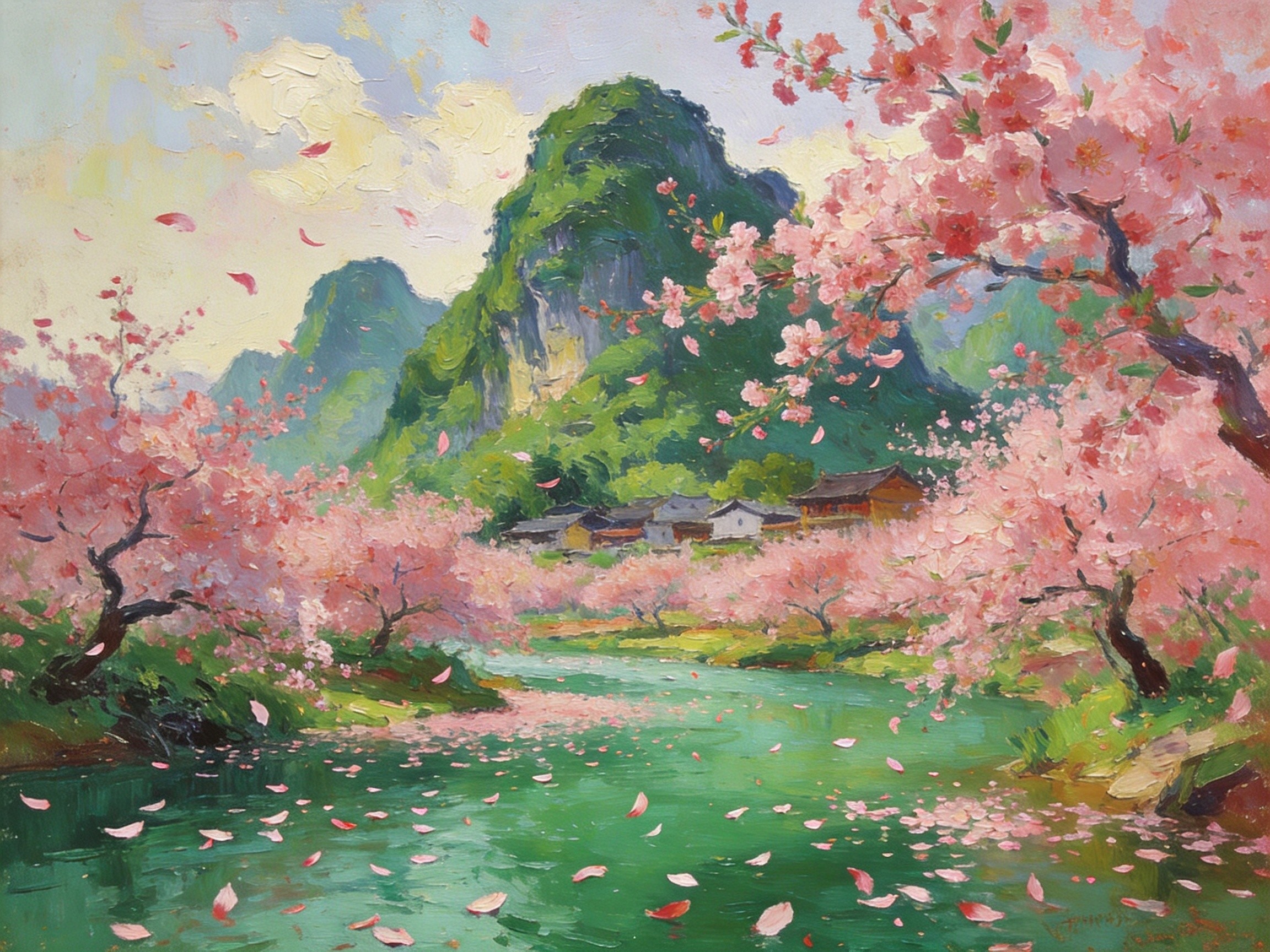 穿过溶洞后豁然开朗的坝美桃源，稻田水车壮族木楼