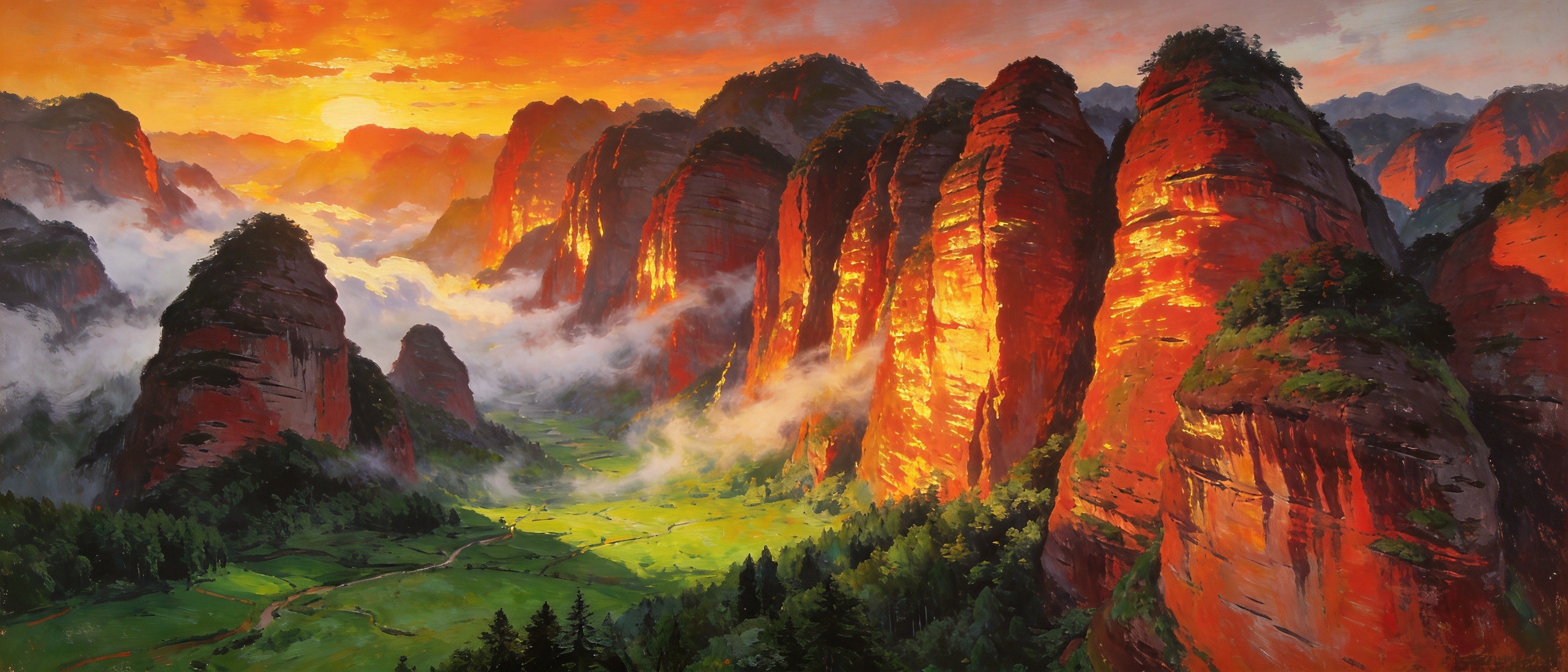 辣椒峰与骆驼峰丹霞夕照辉映