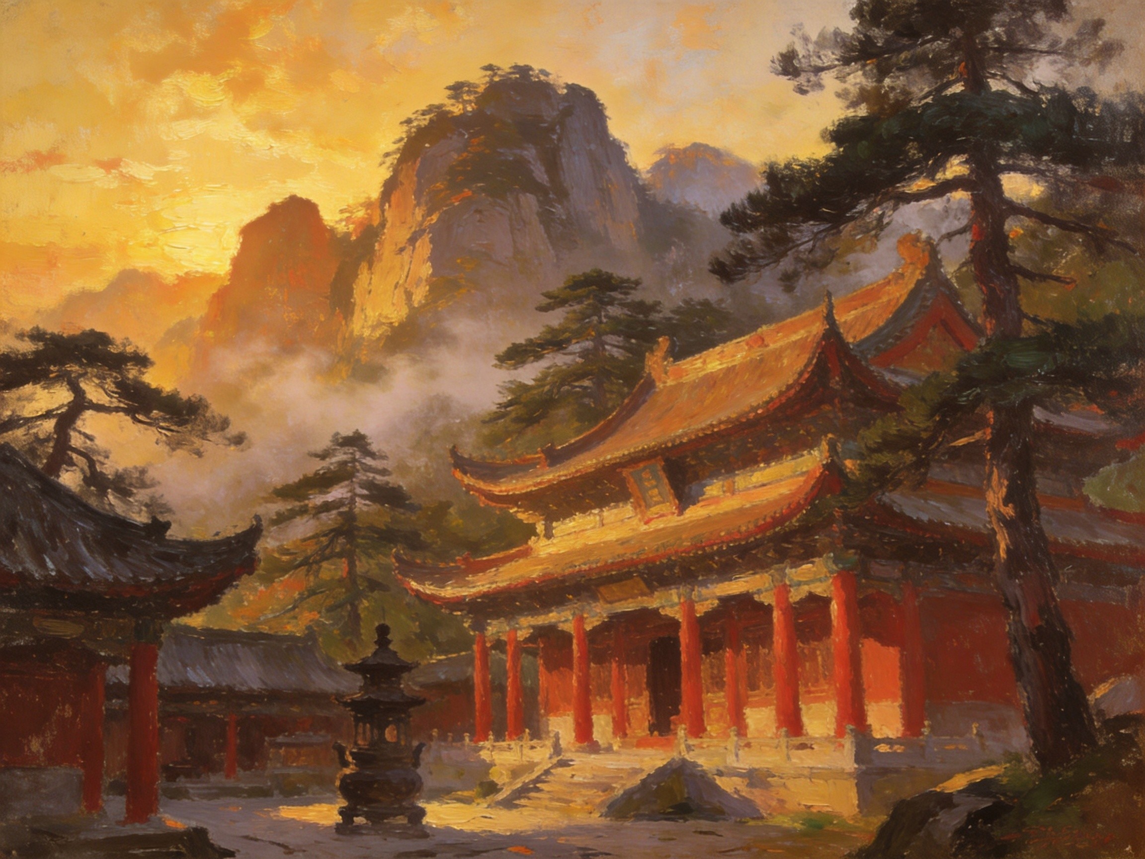 桐柏宫道源圣地·油画意境