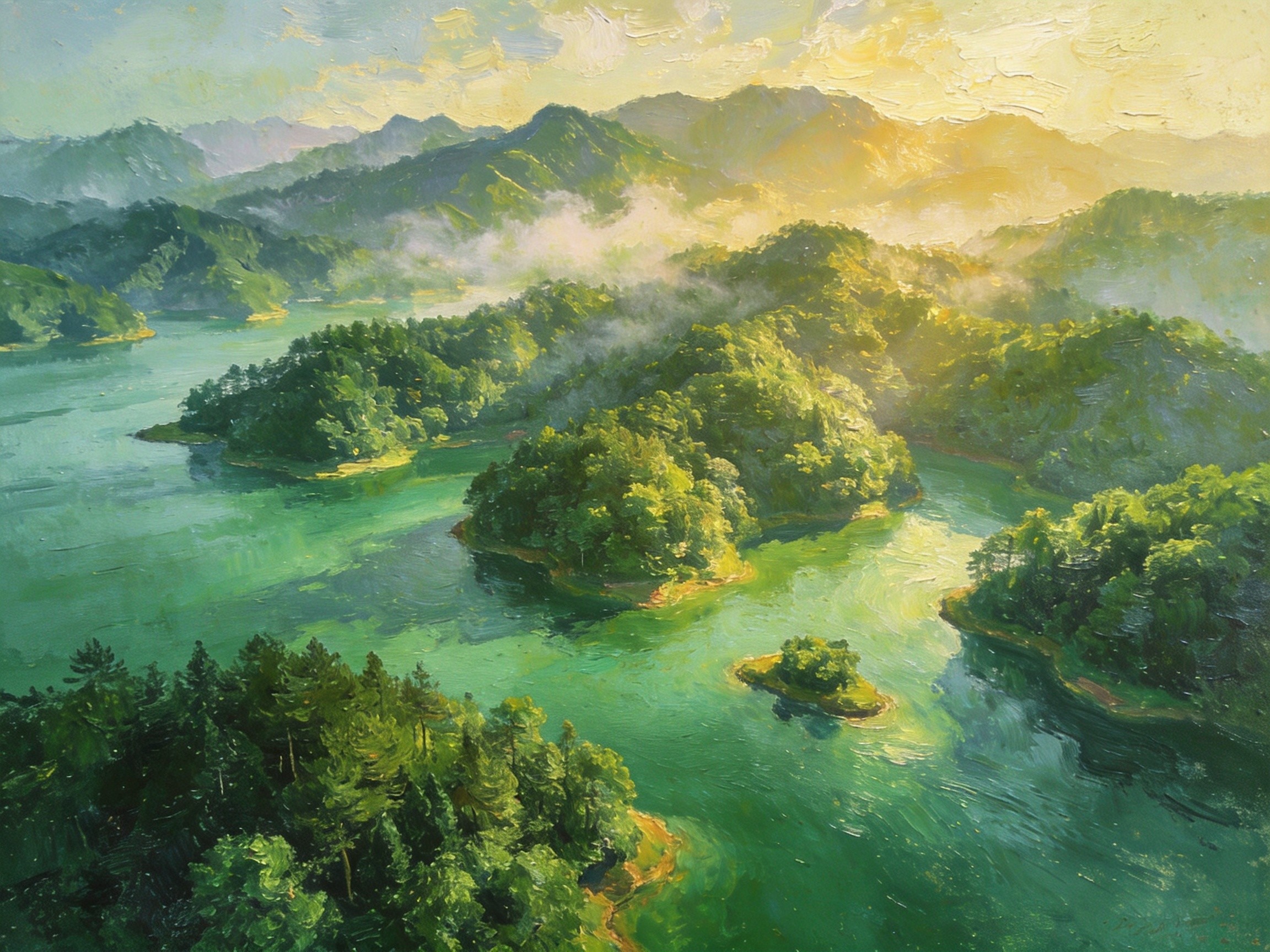 仙女湖山影水色
