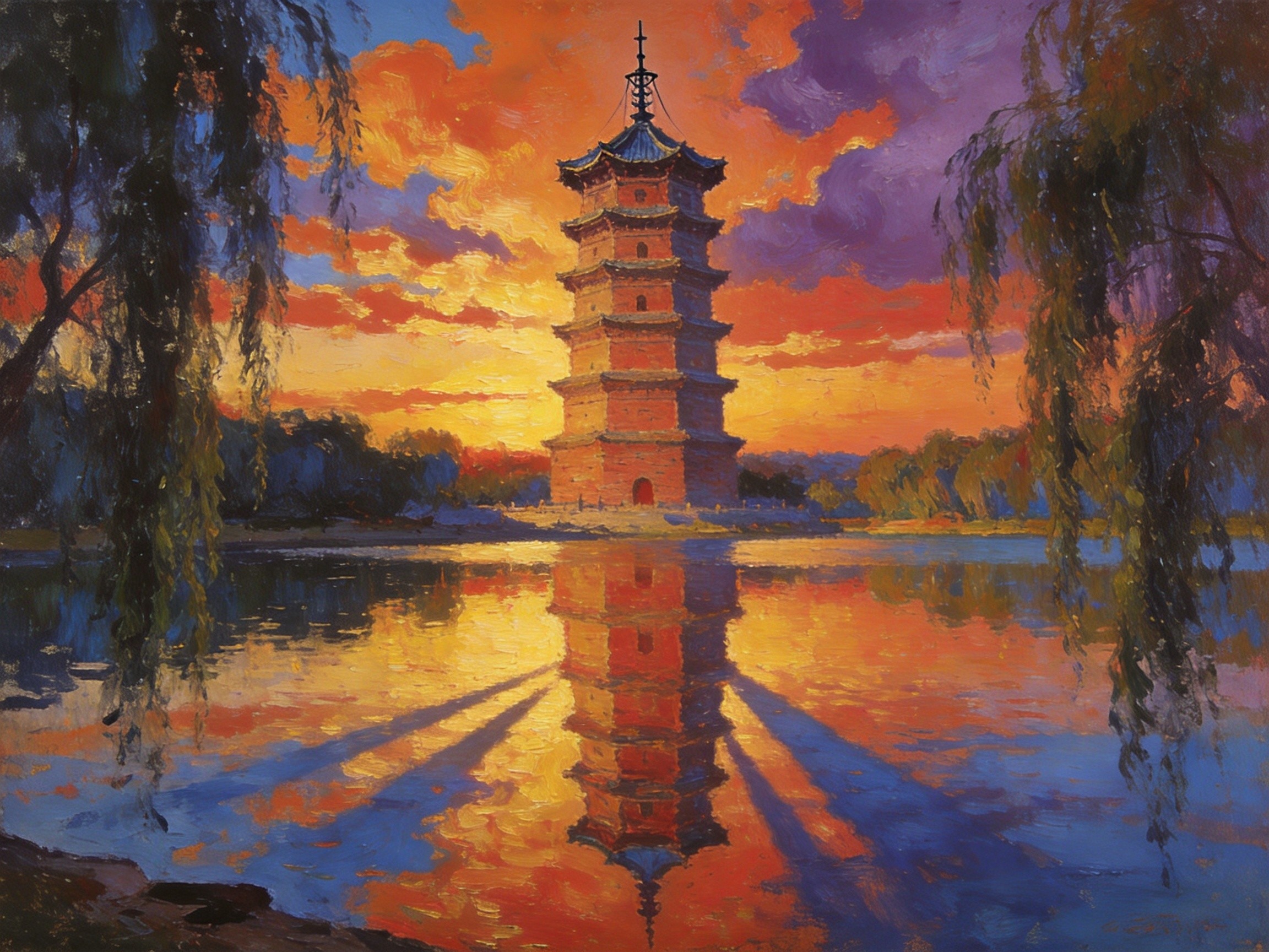 万善塔影·练湖烟水