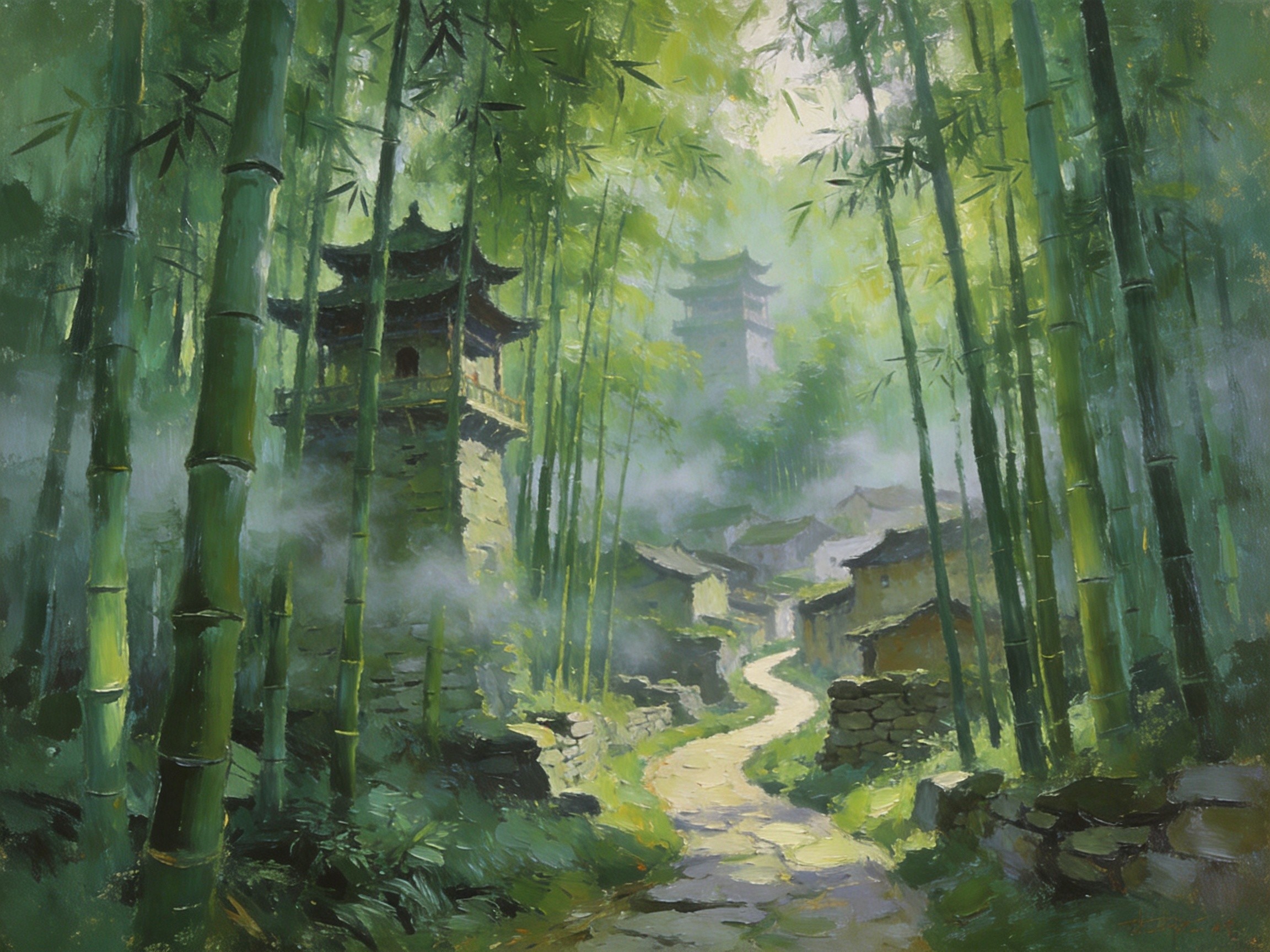 马降龙竹林掩映碉楼