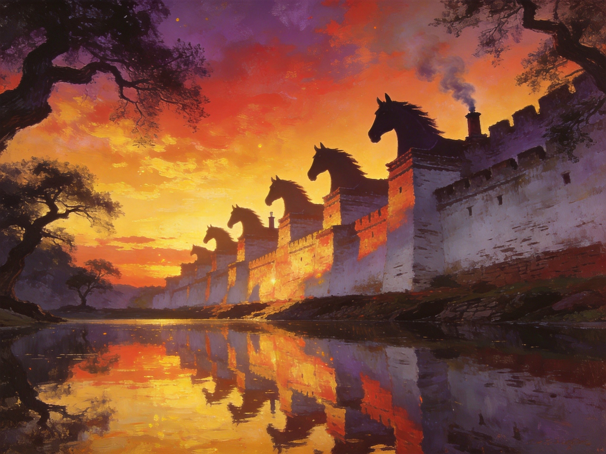 马头墙夕照与奇墅湖黄昏