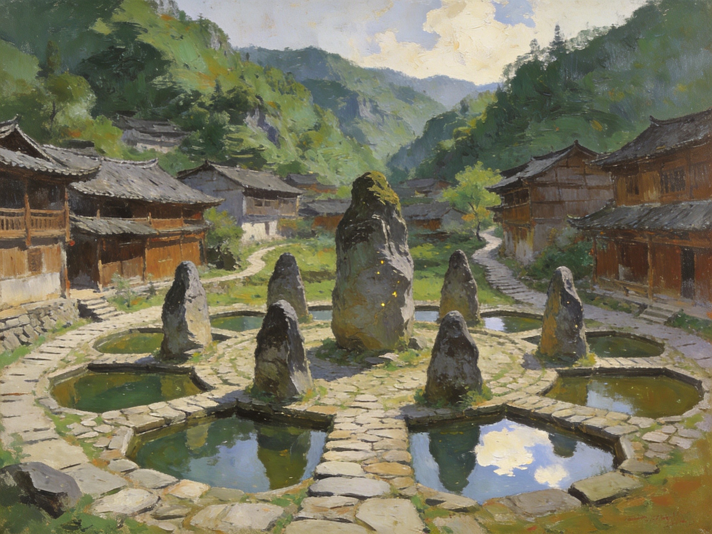 芙蓉古村七星八斗布局的古朴村落