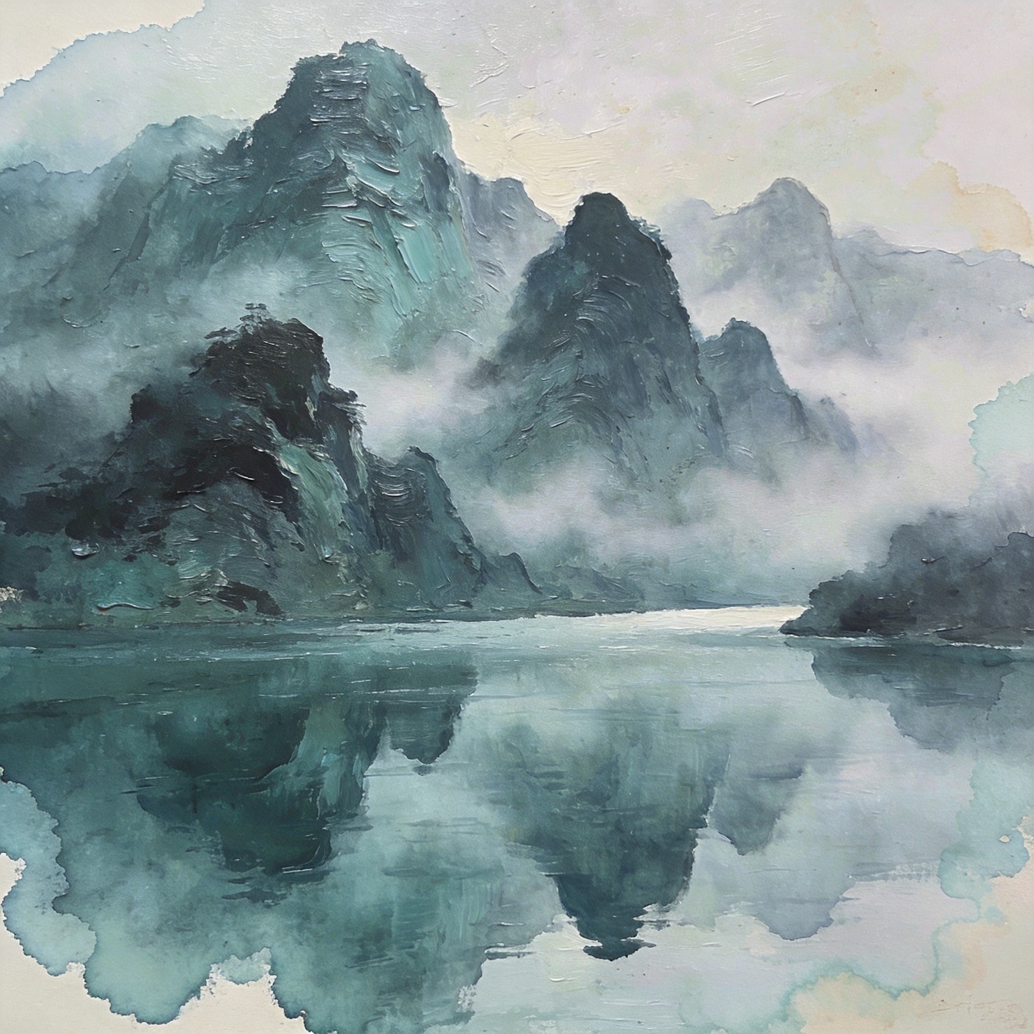 玉山烟波水墨画卷