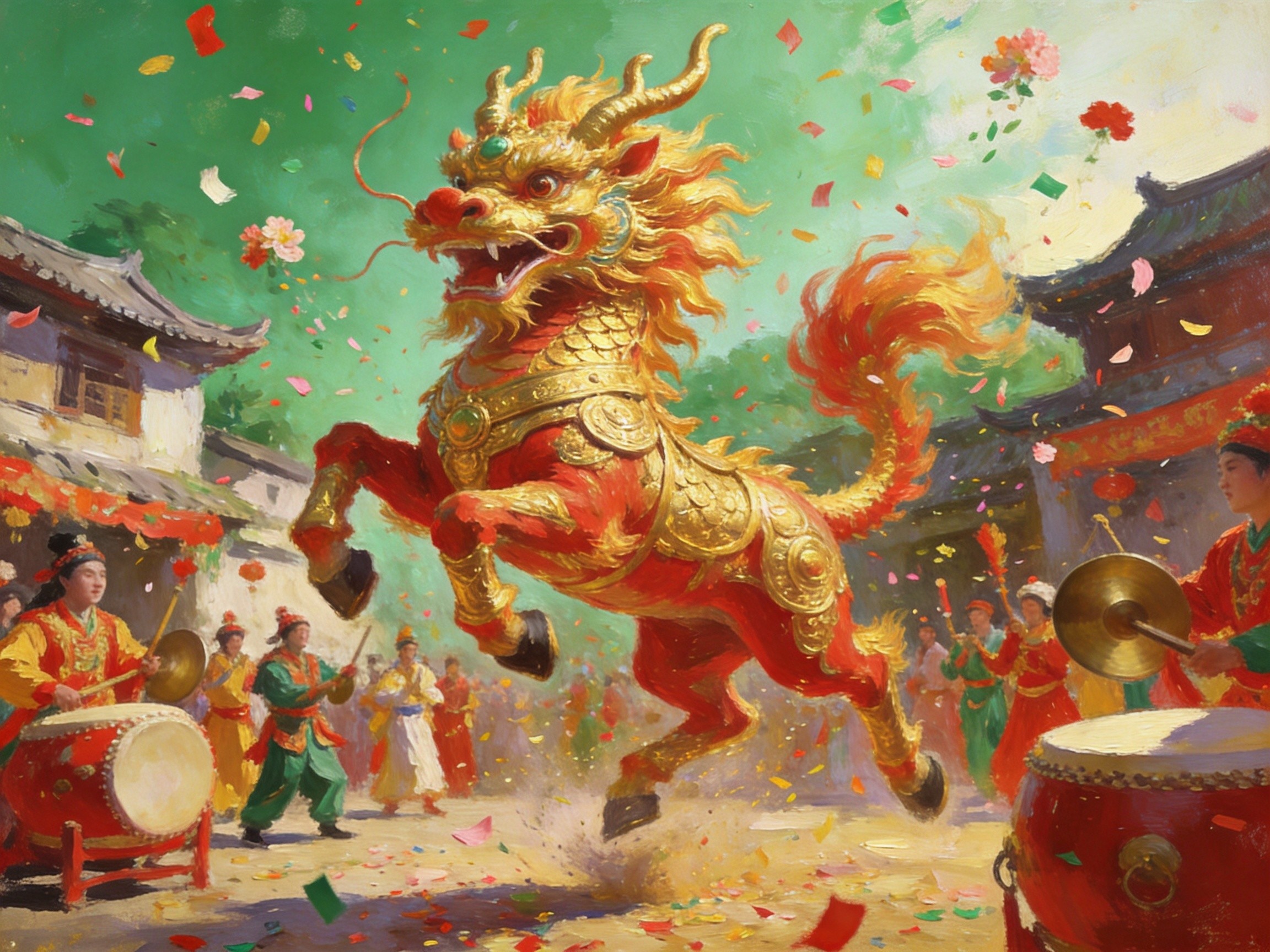 麒麟金甲献瑞