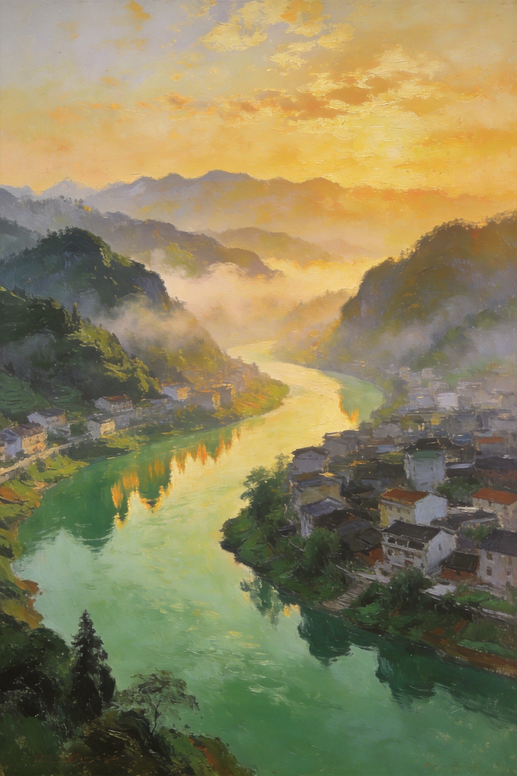 湄江水碧绕城流
