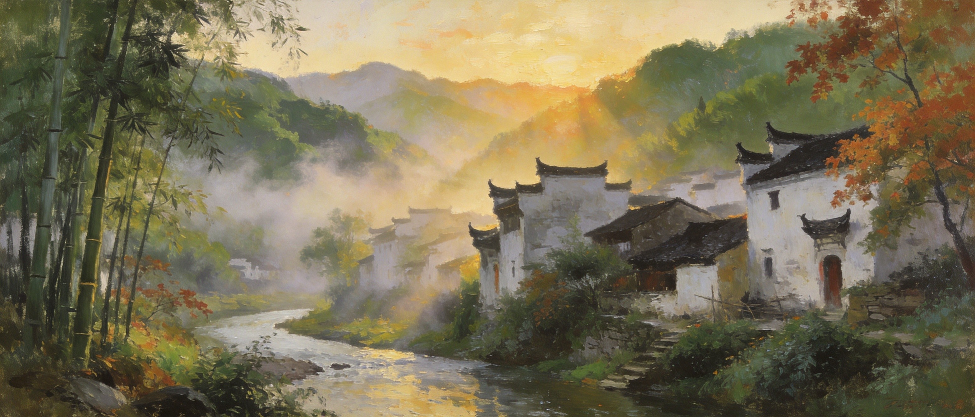 青山环抱中的徽州古村