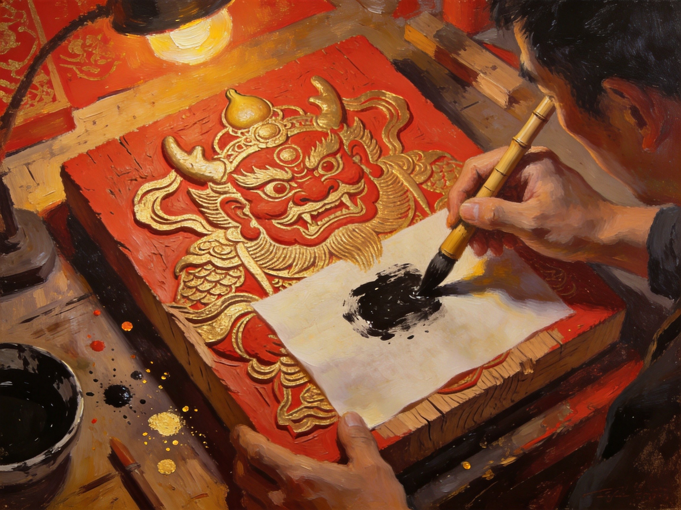 梁平年画·刀木印门神