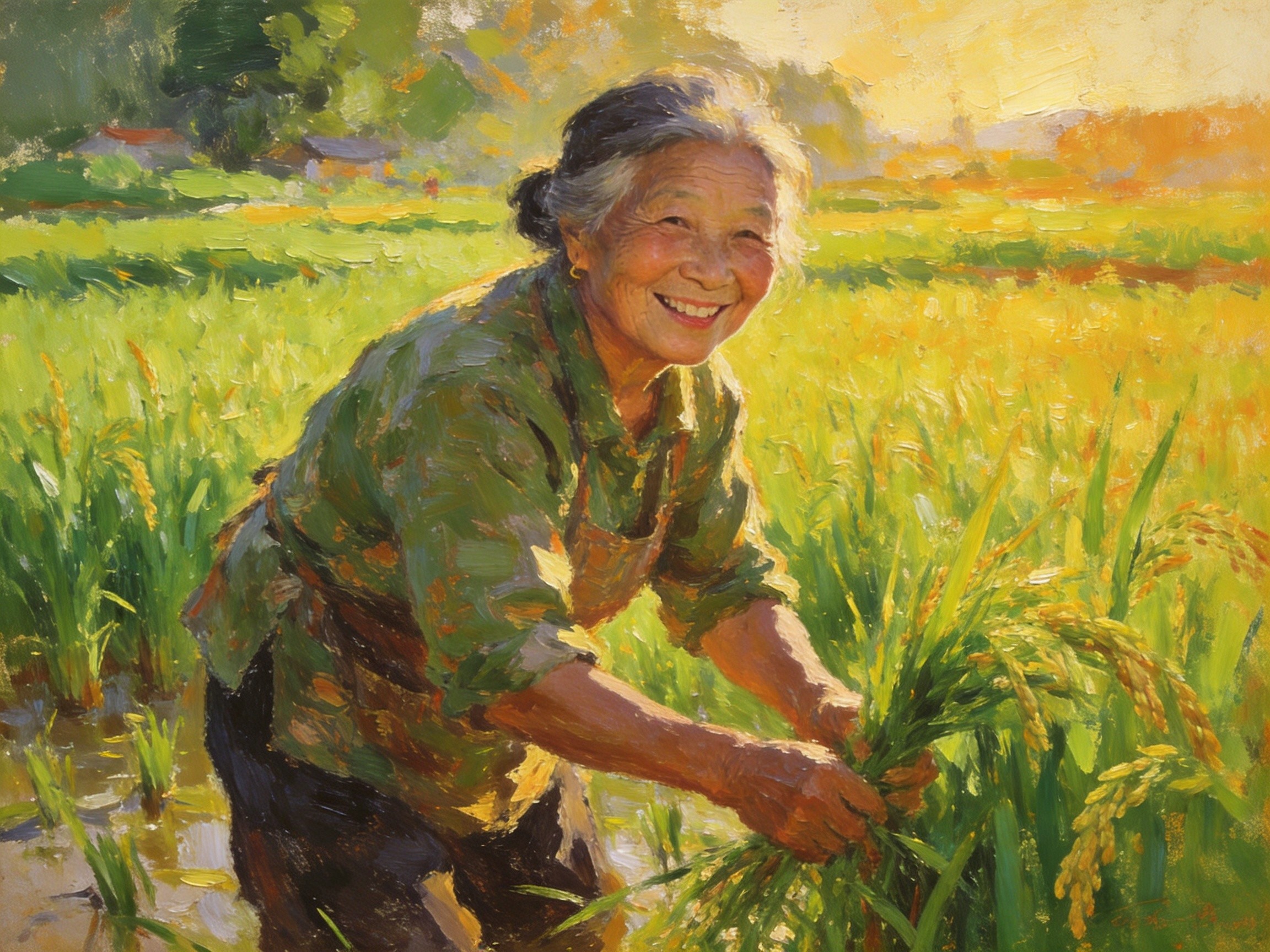 钟祥百岁老人田间
