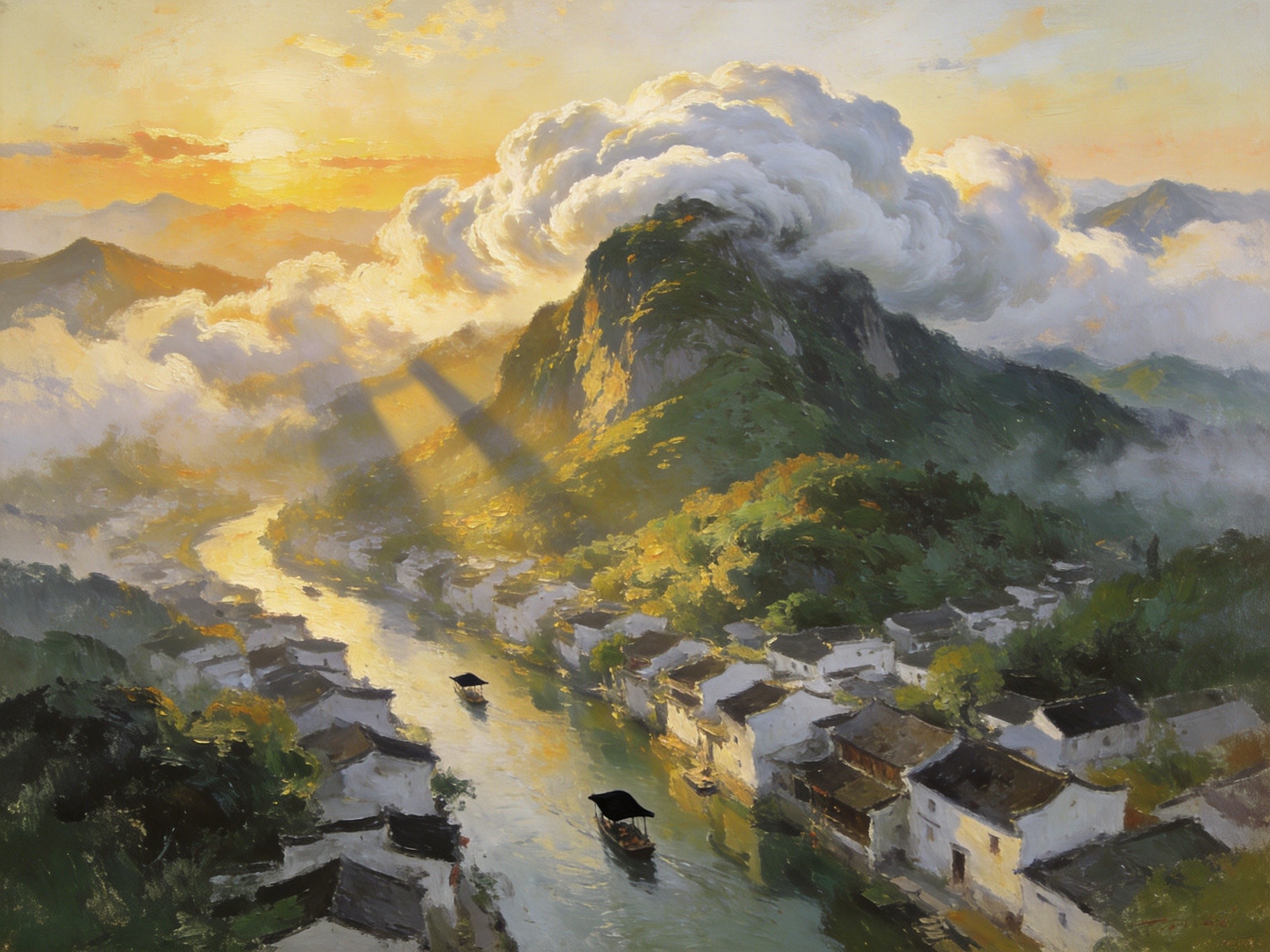 会稽山白云翻涌俯瞰越城