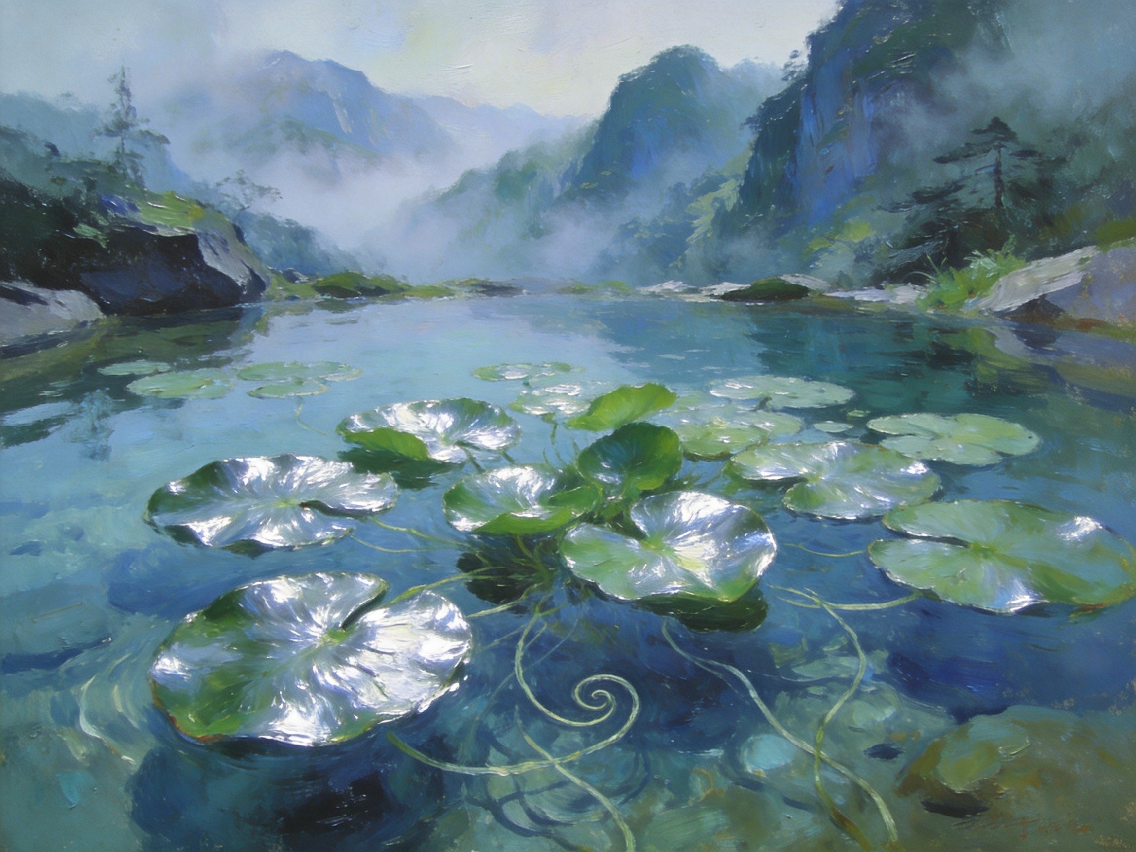利川福宝山莼菜田，银丝滑嫩出水
