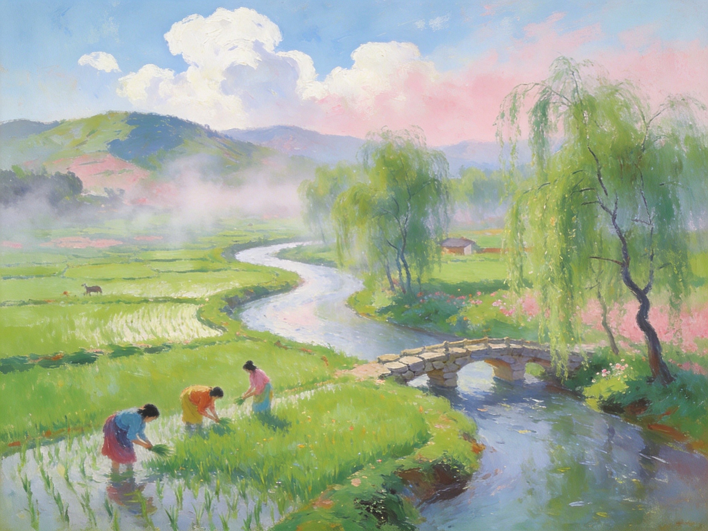 漴潼河两岸稻田如画
