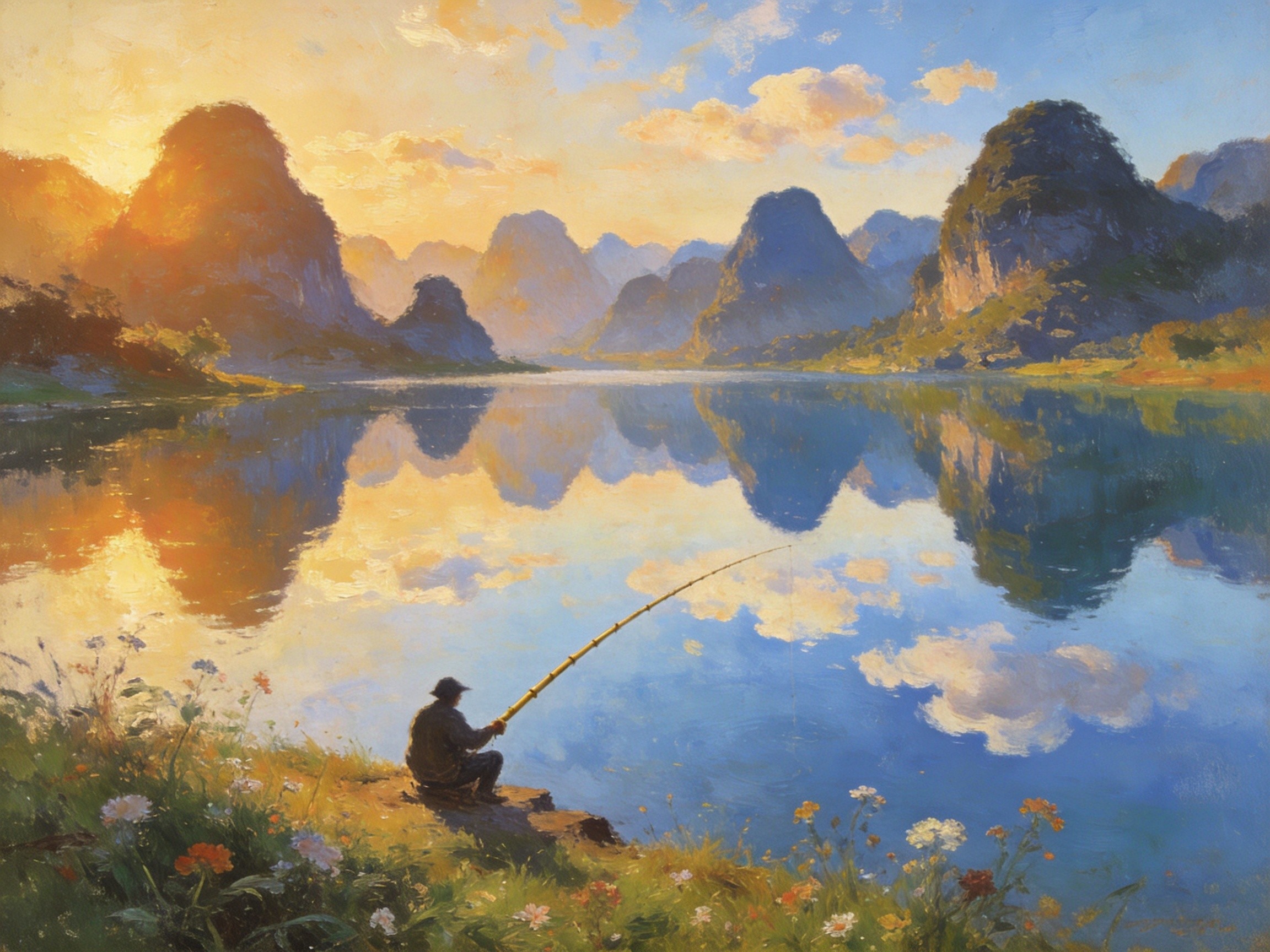 垂钓水中天