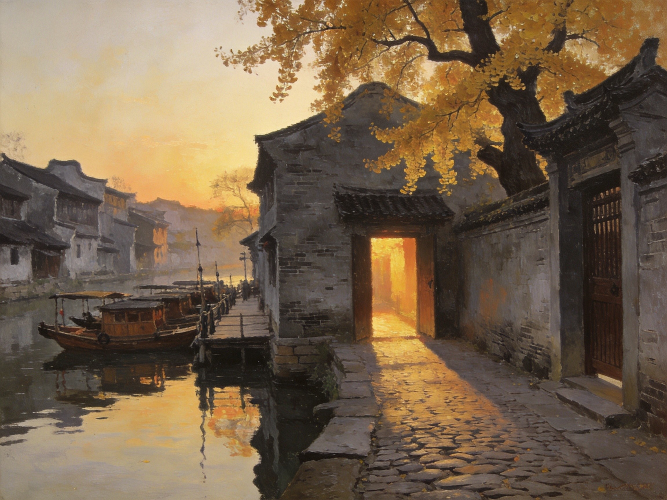 顺河街渡口斜阳