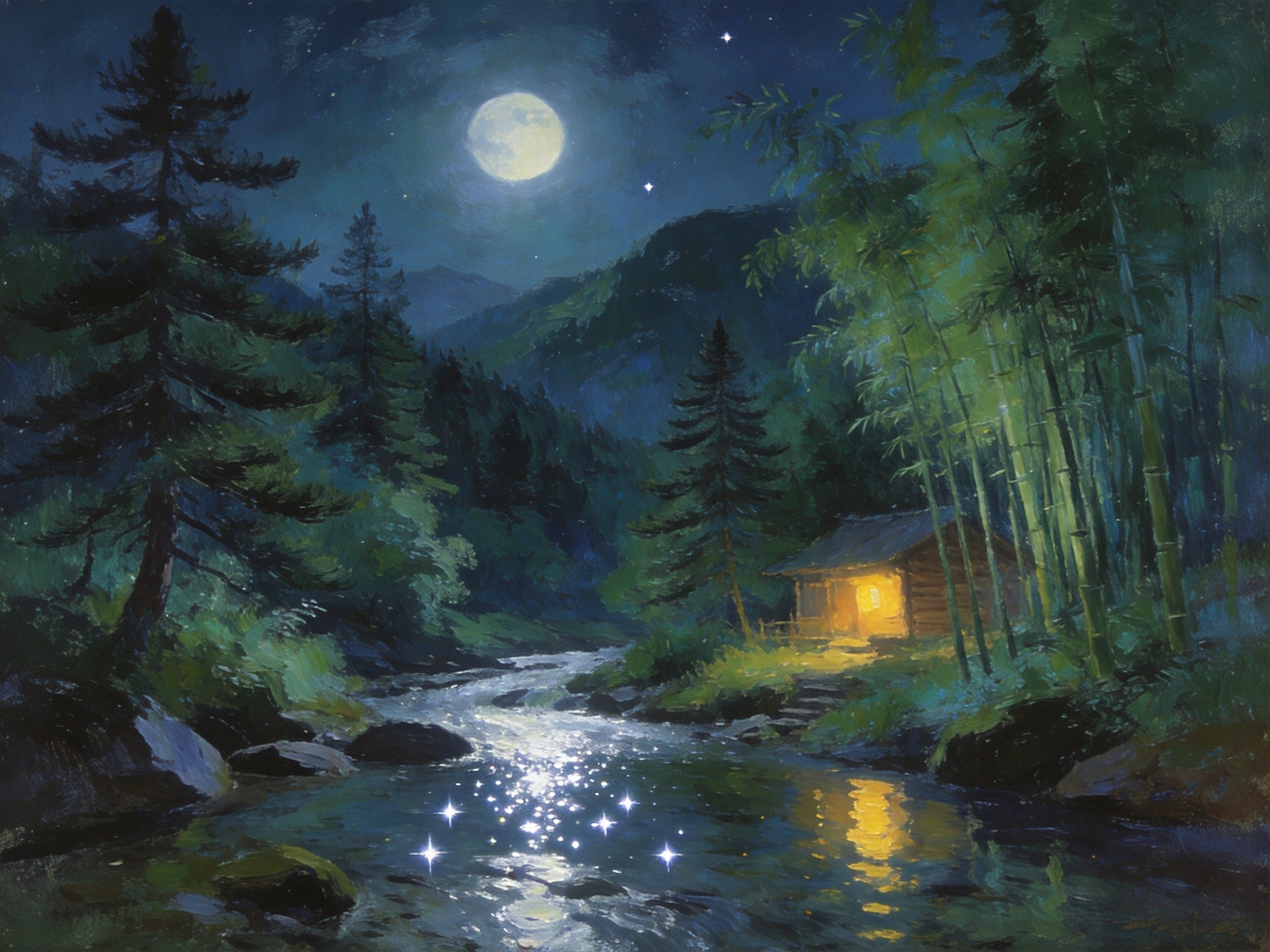 松风竹韵青川夜