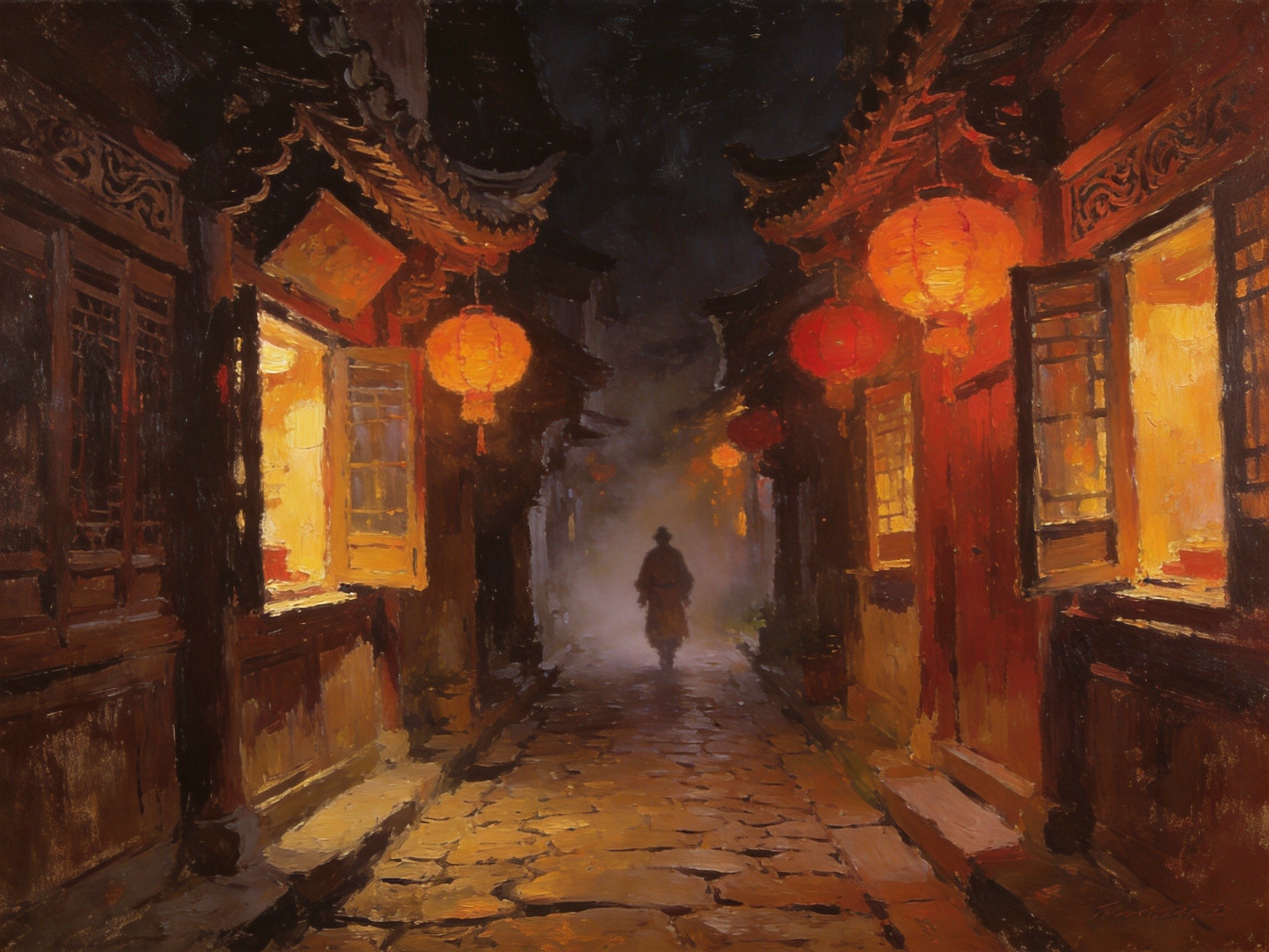 石牌老街夜灯明
