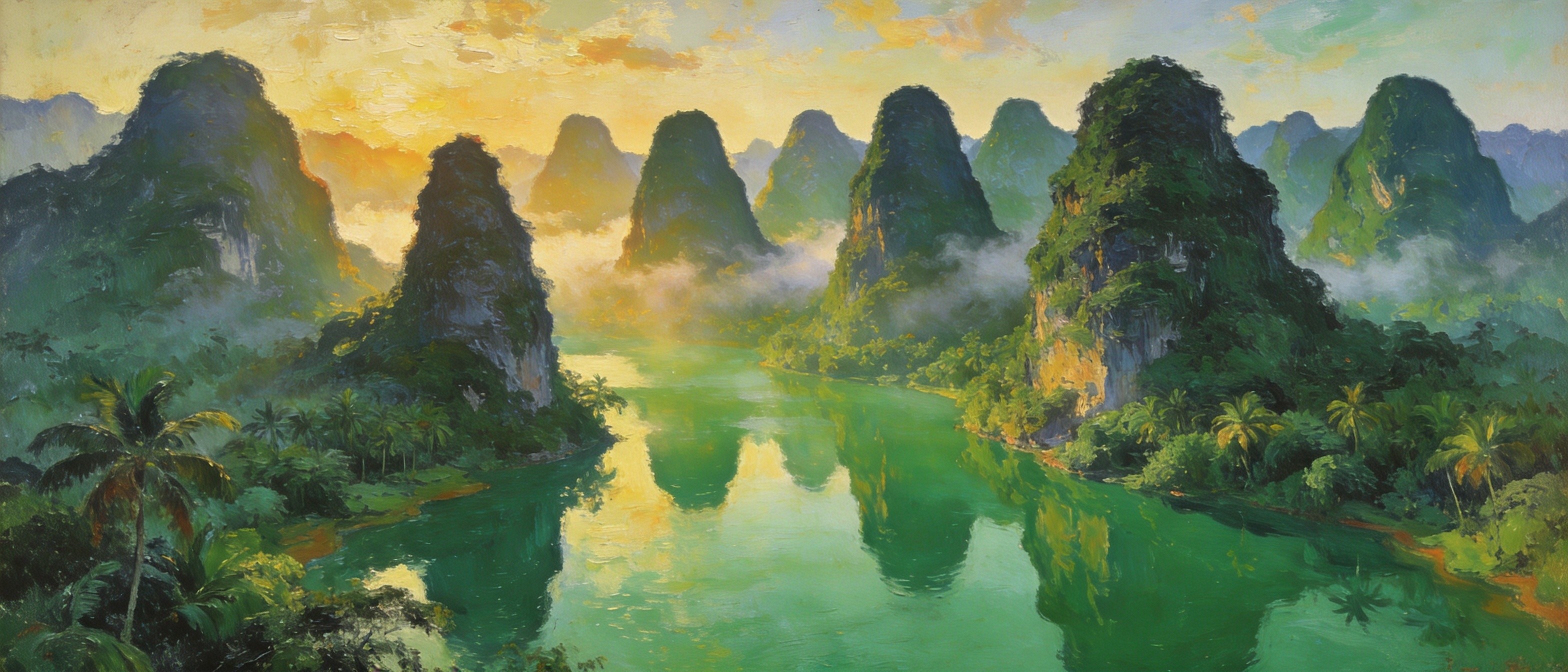 俄贤岭喀斯特峰林碧水倒影