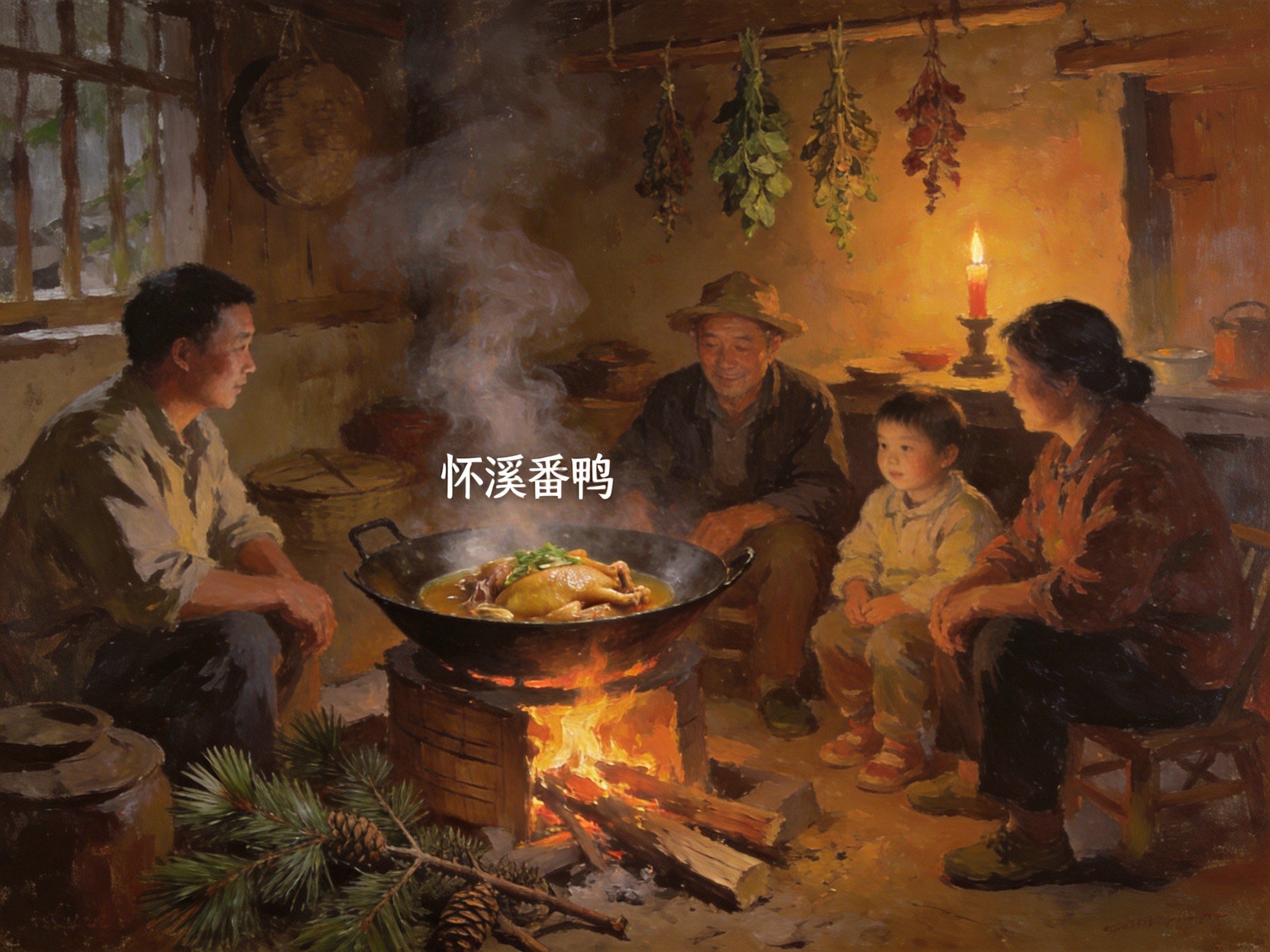 怀溪番鸭土灶柴火红酒烹制