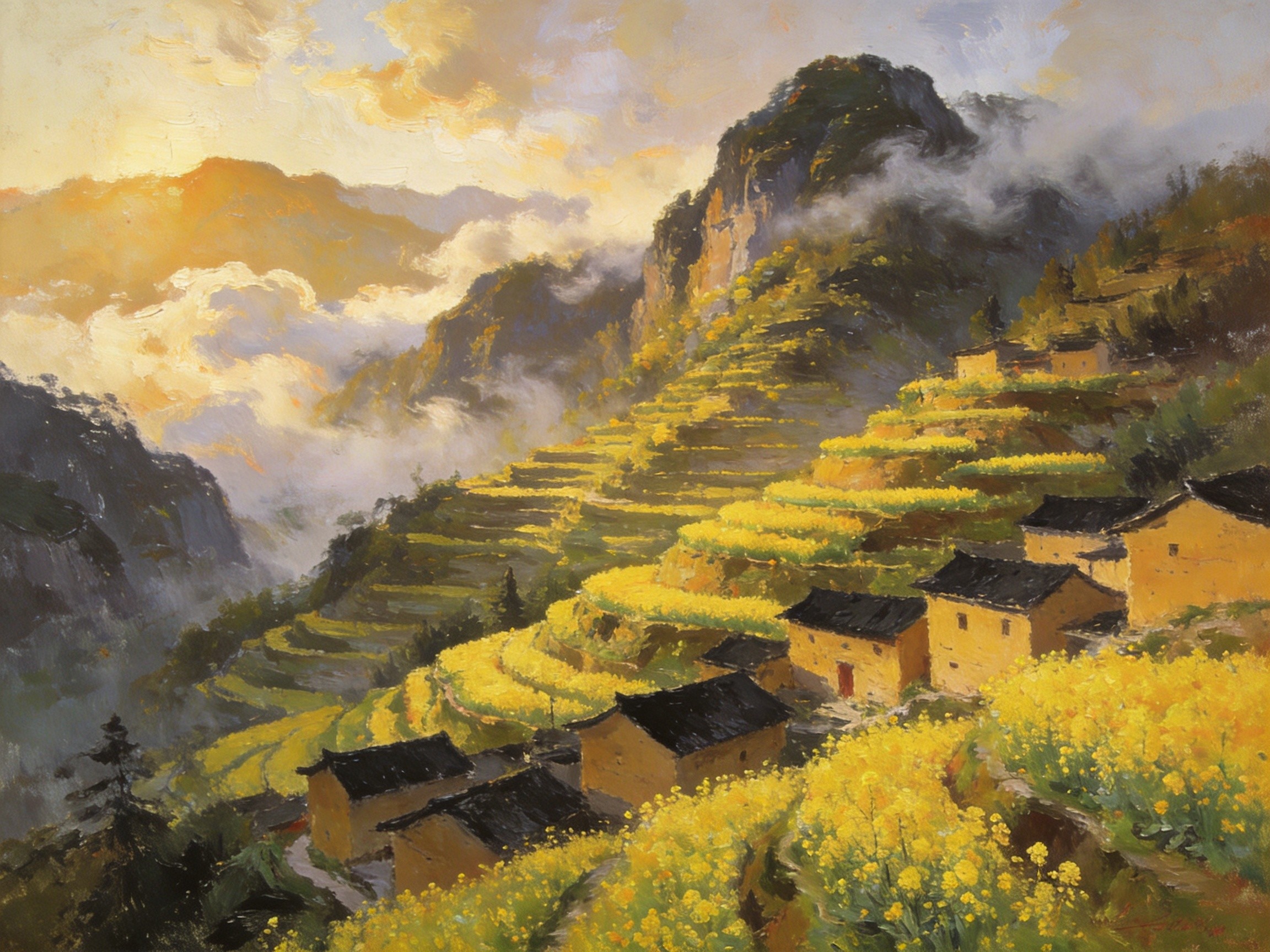 台回梯田，接彩云间
