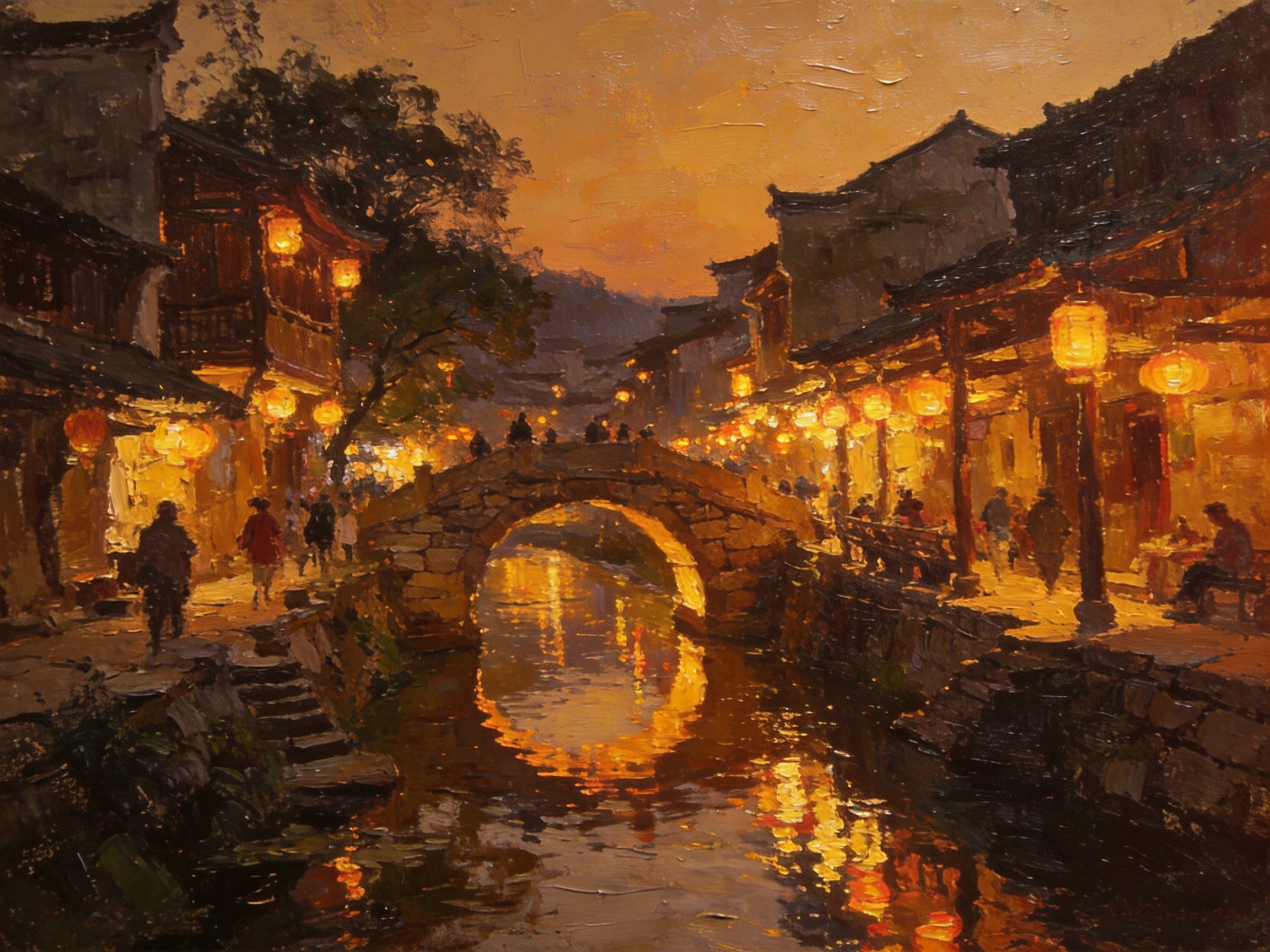 冰溪河畔七里街夜景