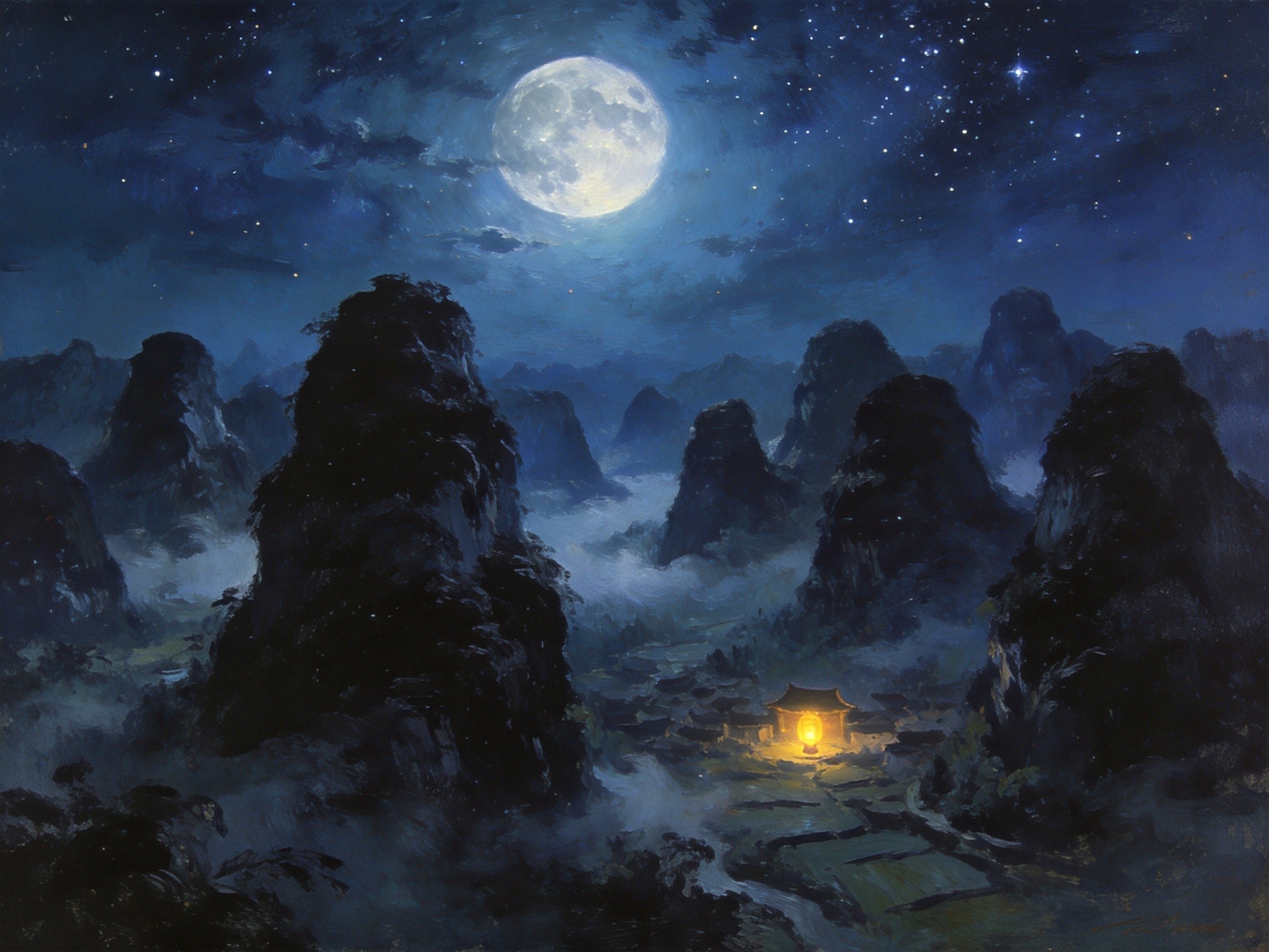 瑶乡夜色月正圆