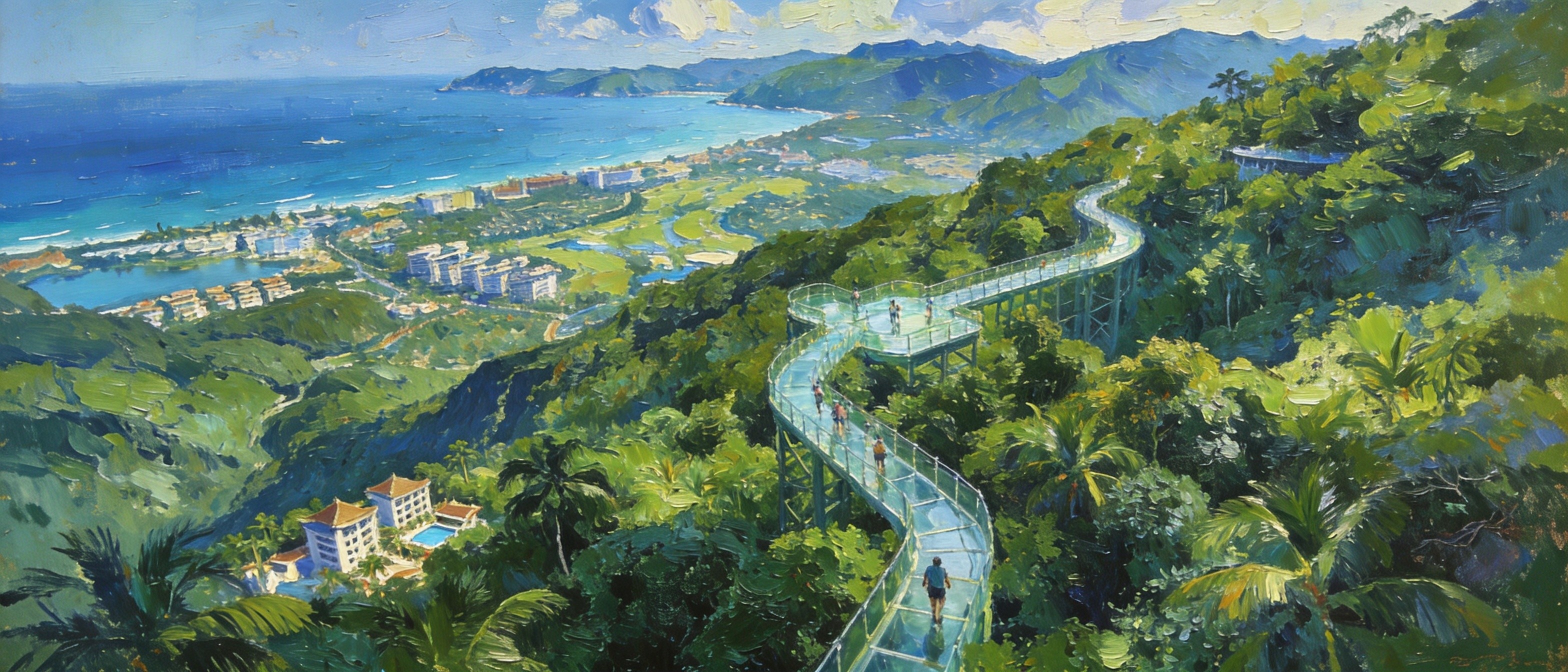 椰梦长廊落日余晖中的剪影