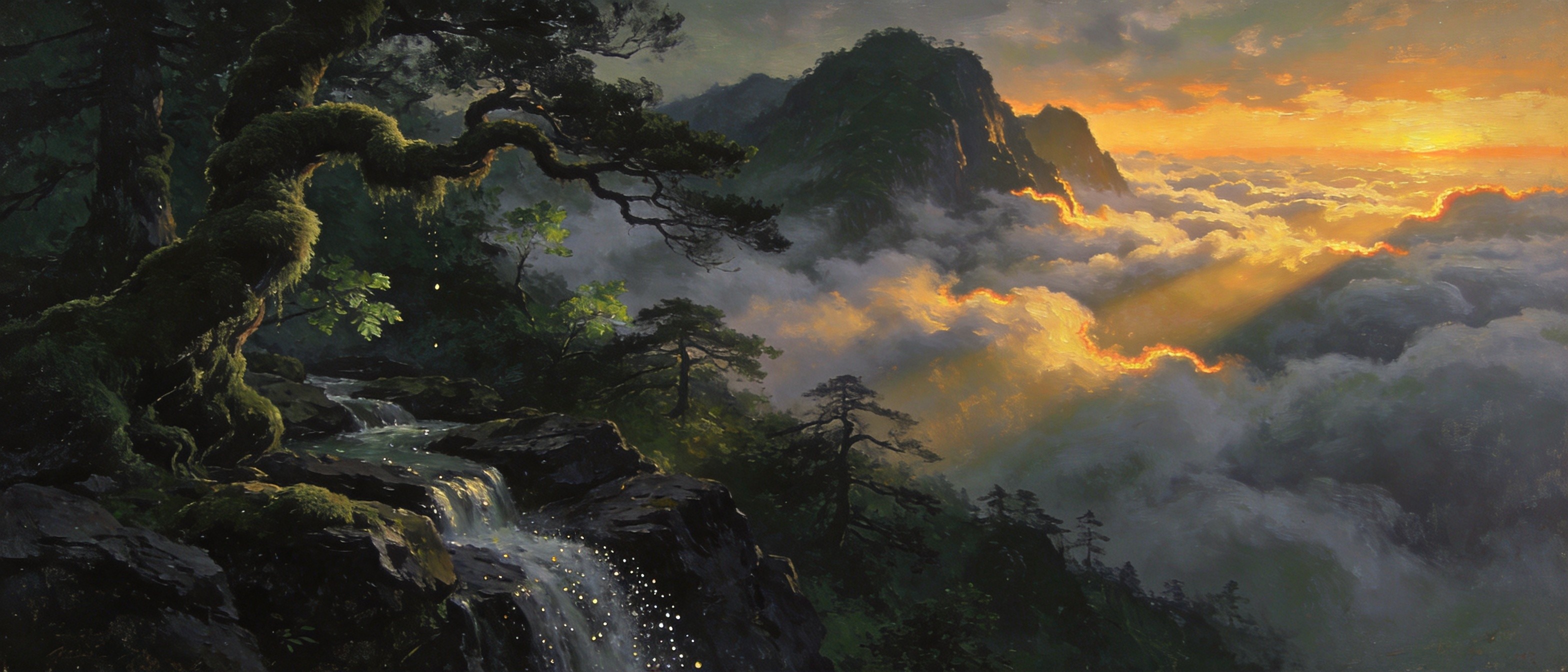 舜皇山巅云海翻涌古木参天