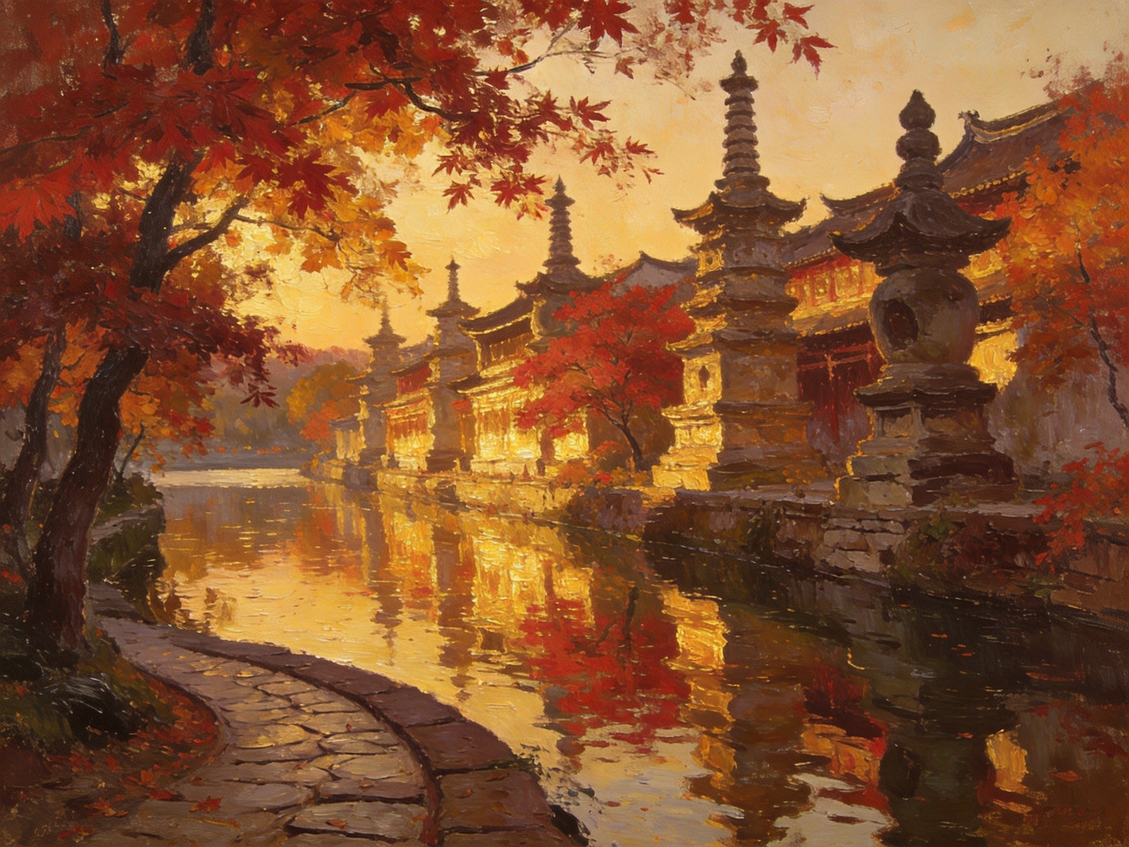 月河古街夜色