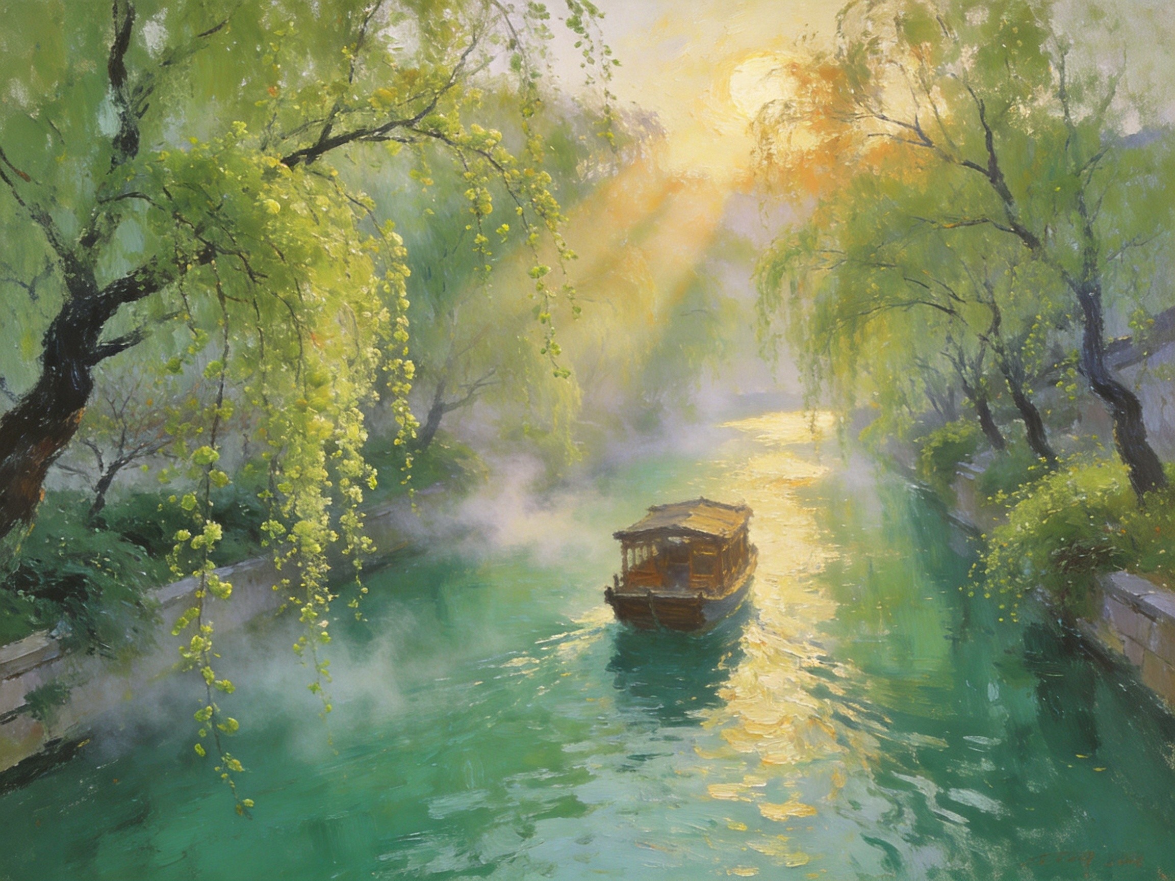 运河春柳绿如带