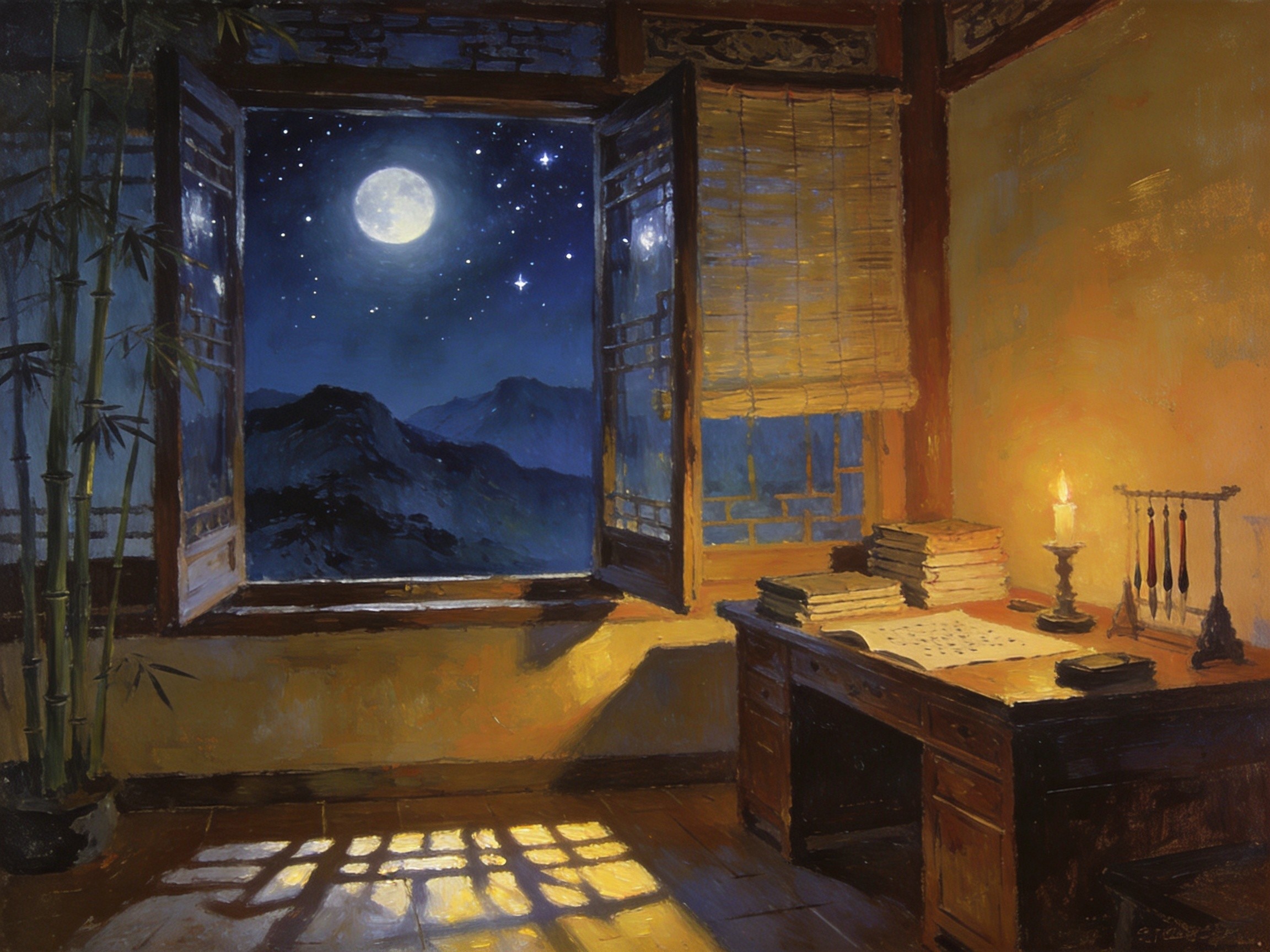 月夜闲居·云谷归船