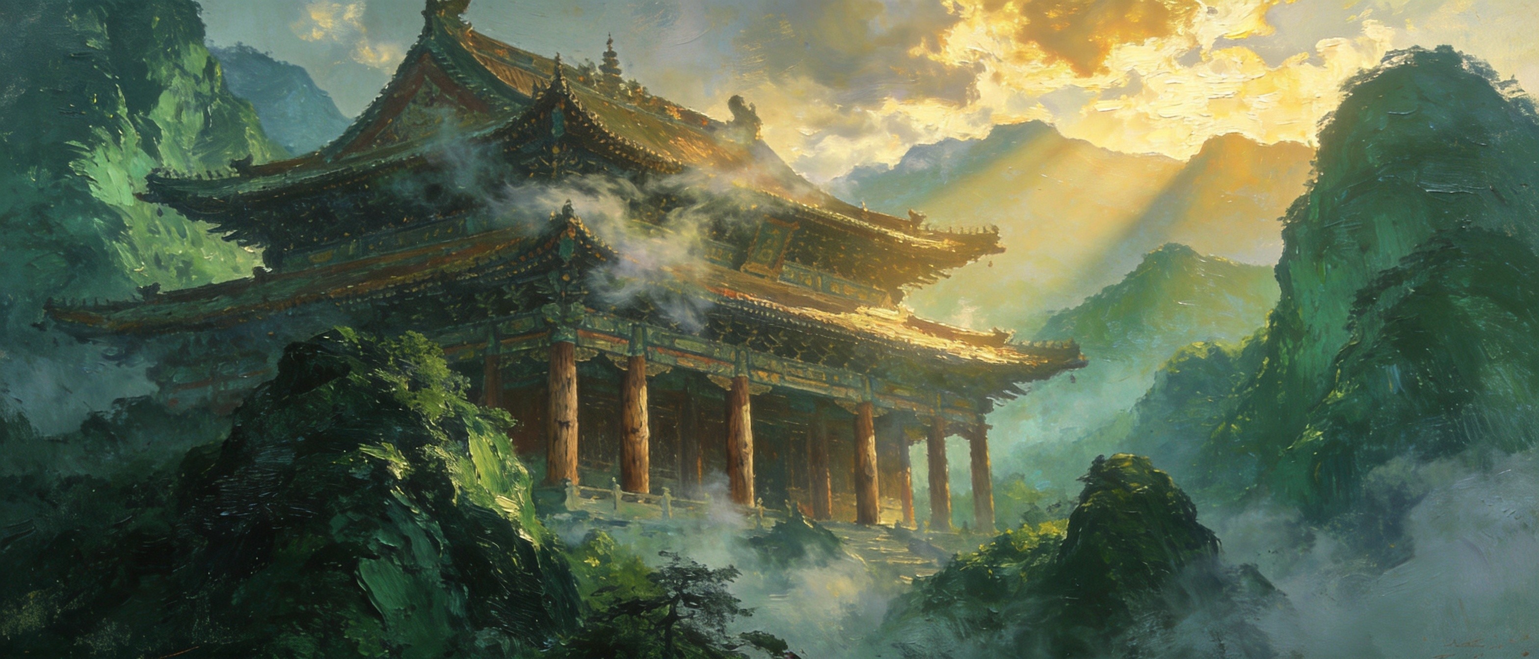 报恩寺隐深山里，斗拱飞作紫禁云