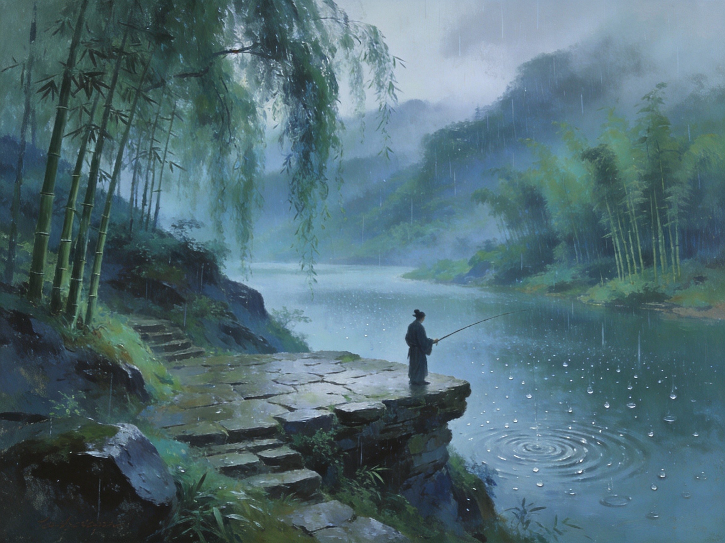 严子陵钓台烟雨